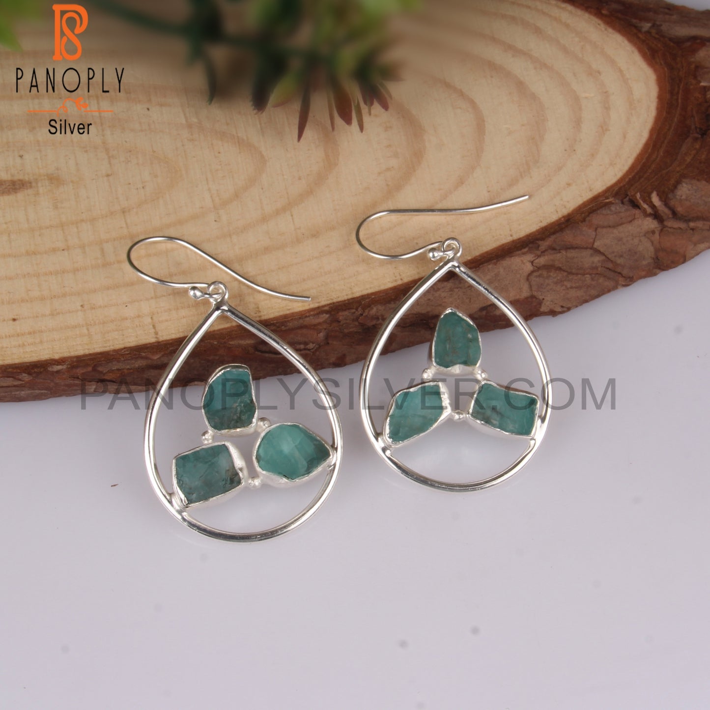 Designer Apatite Rough 925 Sterling Silver Pretty Earrings