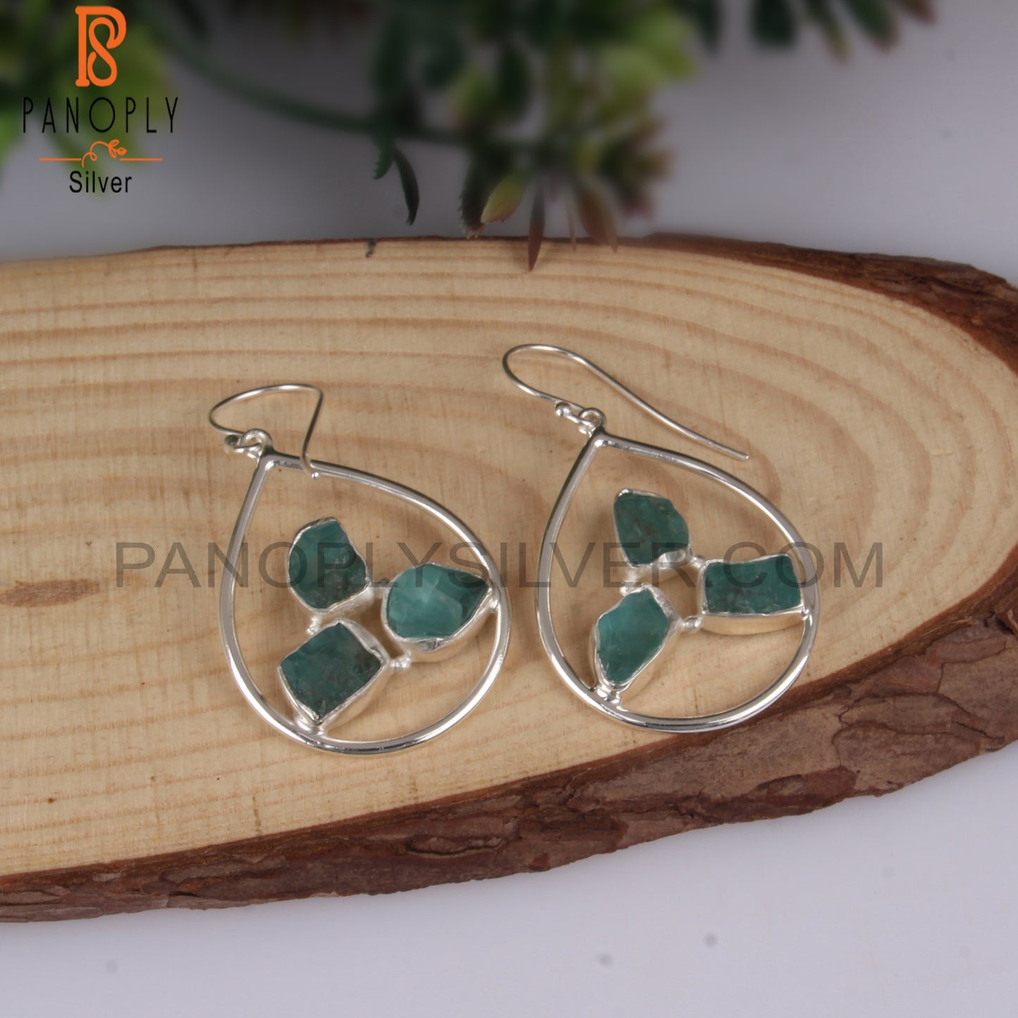 Designer Apatite Rough 925 Sterling Silver Pretty Earrings