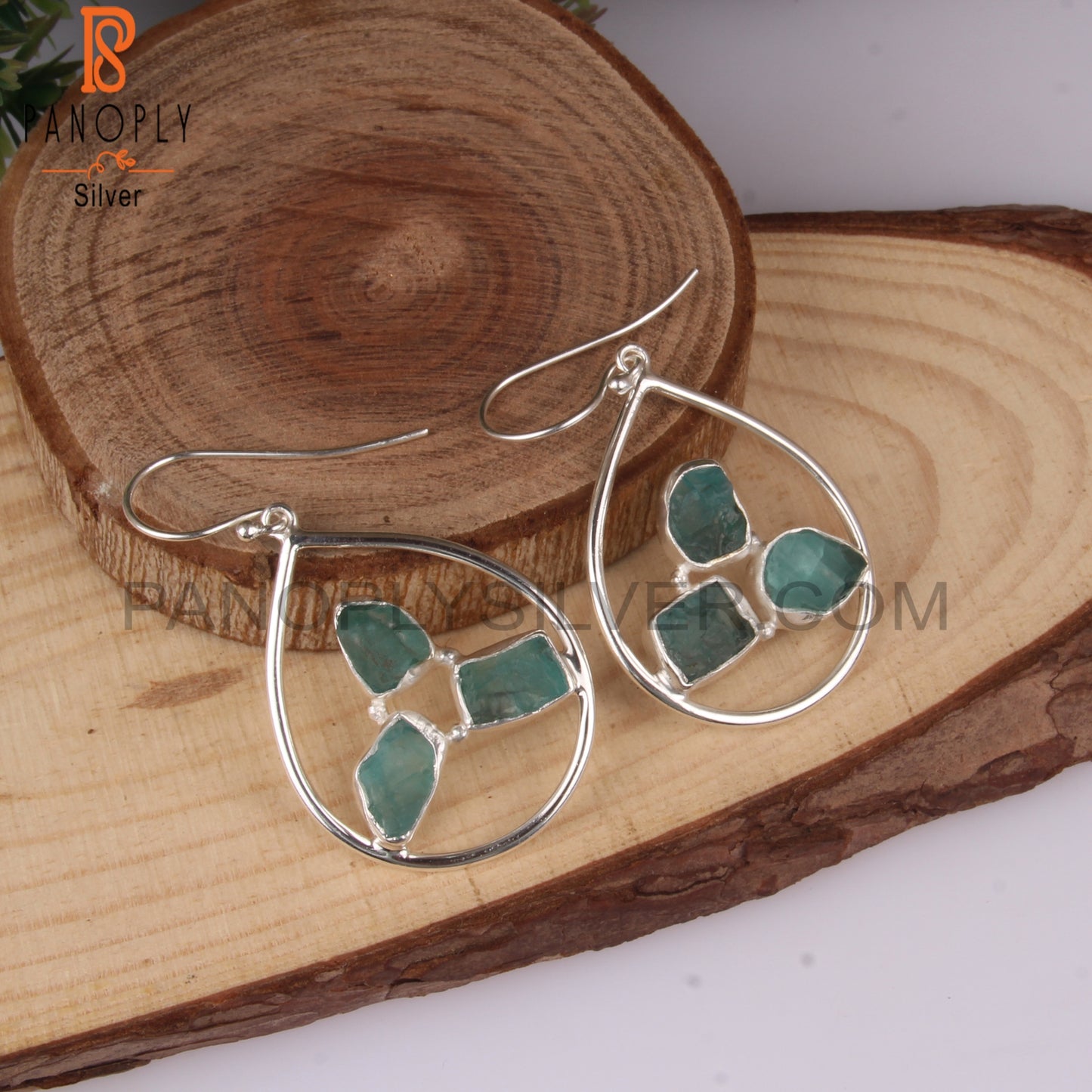 Designer Apatite Rough 925 Sterling Silver Pretty Earrings