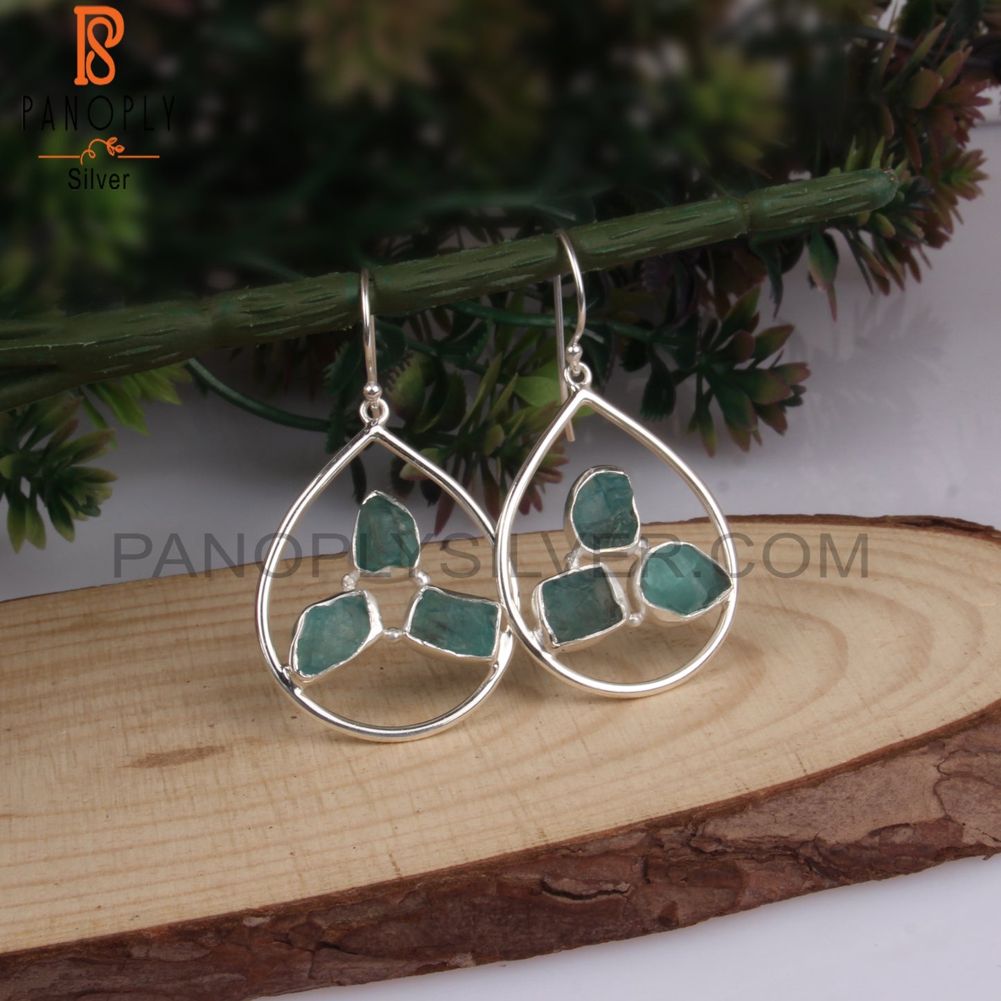 Designer Apatite Rough 925 Sterling Silver Pretty Earrings
