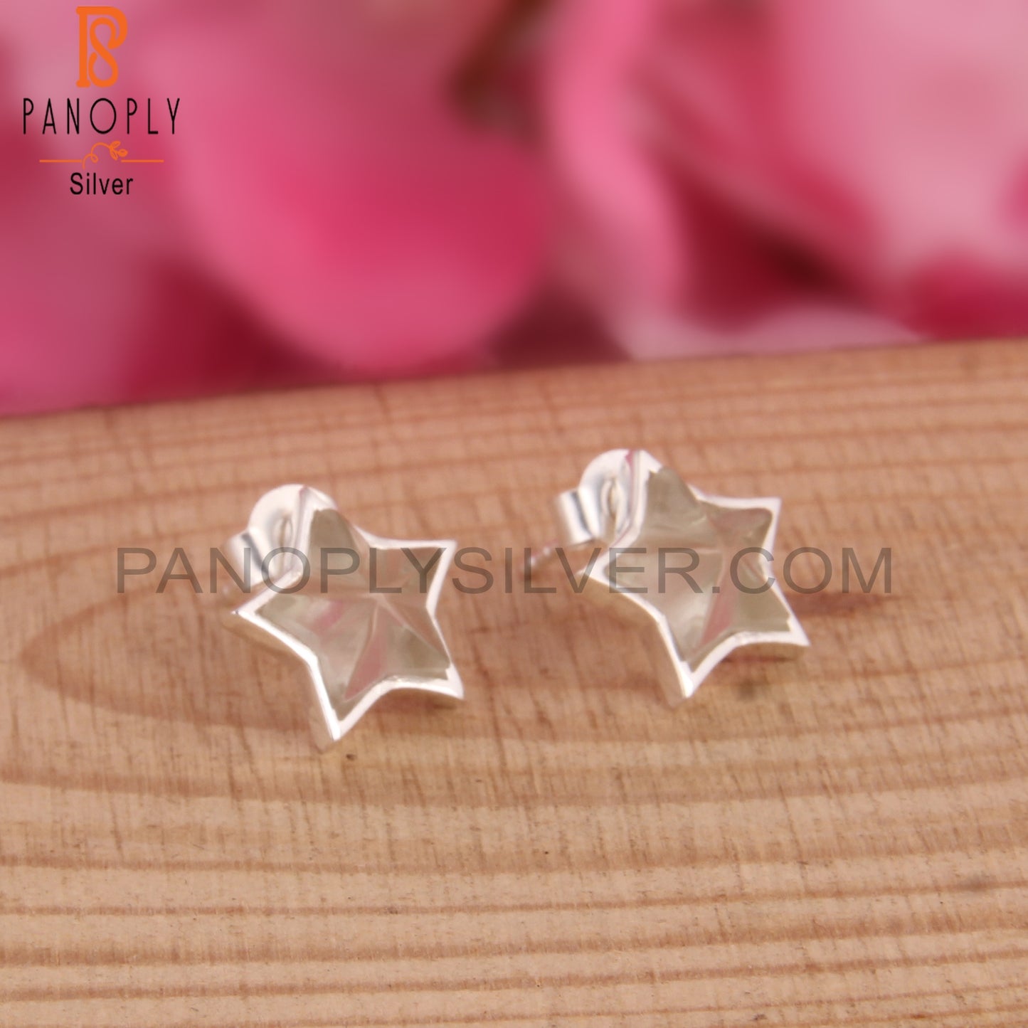 Green Amethyst Star Shape 925 Sterling Silver Studs Earrings