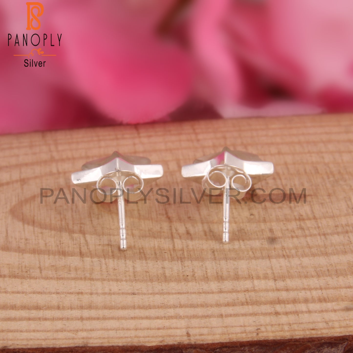 Green Amethyst Star Shape 925 Sterling Silver Studs Earrings