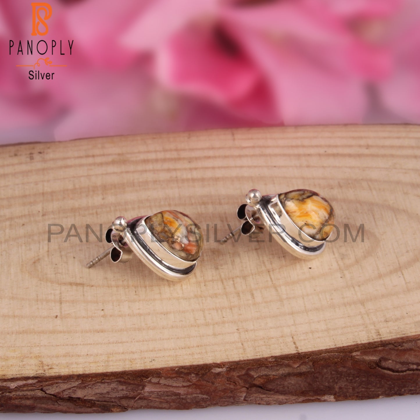 Mojave Copper Bumblebee Turquoise Pear 925 Silver Earrings