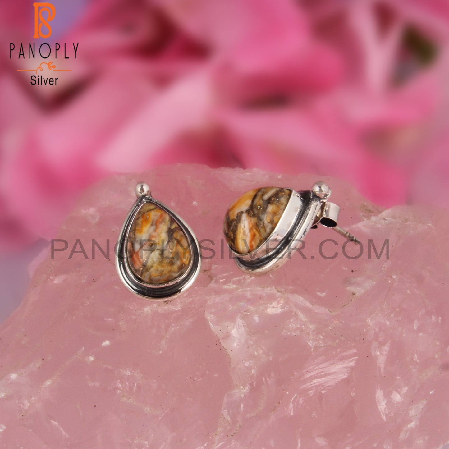 Mojave Copper Bumblebee Turquoise Pear 925 Silver Earrings