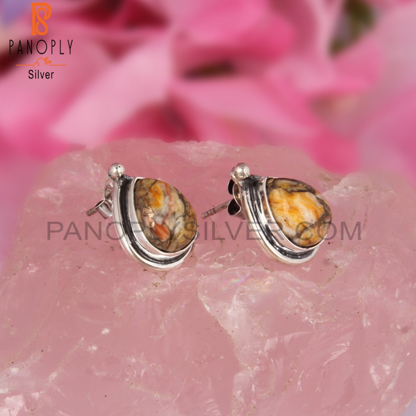 Mojave Copper Bumblebee Turquoise Pear 925 Silver Earrings