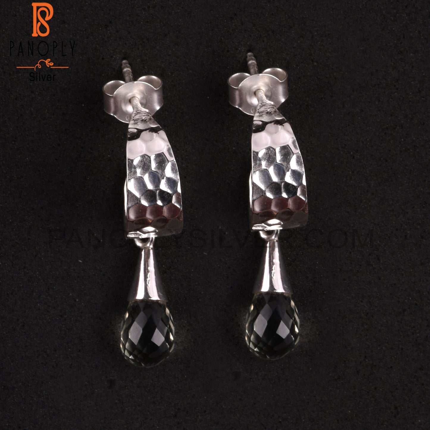 Green Amethyst Drop Shape 925 Silver Casual Wear Earrings