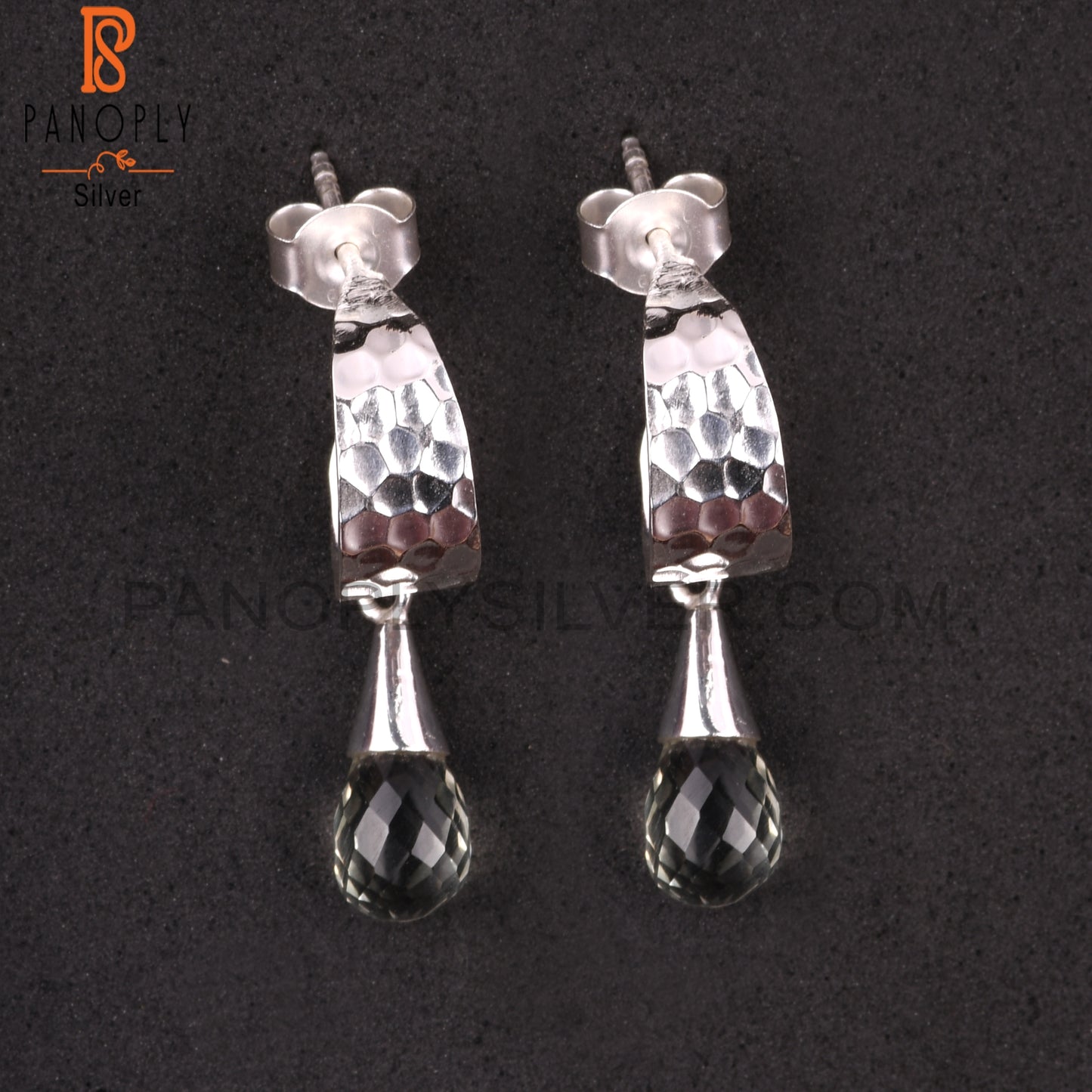 Green Amethyst Drop Shape 925 Silver Casual Wear Earrings
