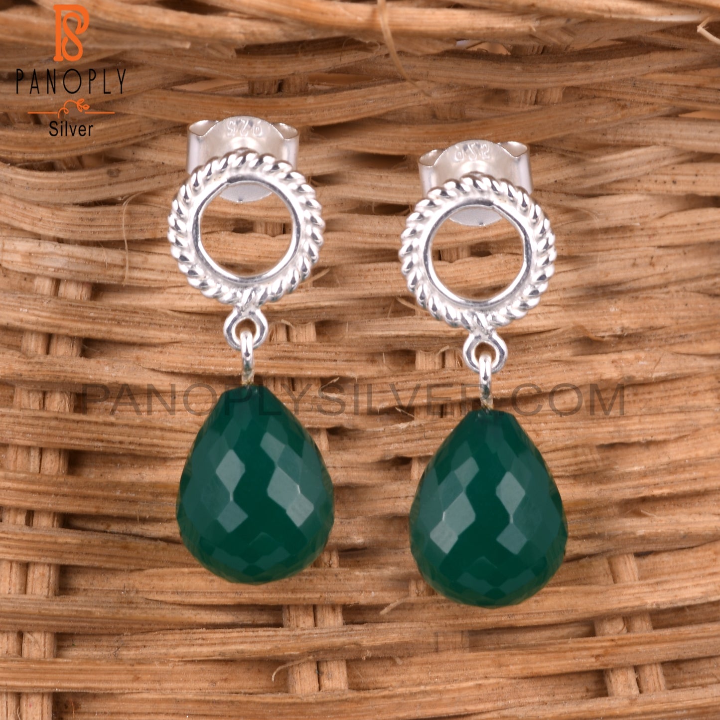 Green Onyx 925 Sterling Silver Earrings Gift For Her