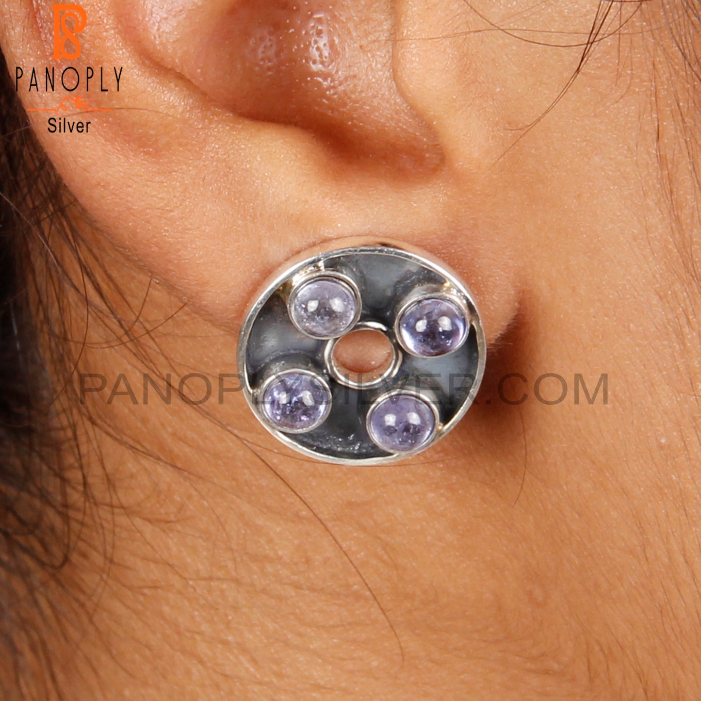 Tanzanite Round Shape 925 Sterling Silver Anniversary Earrings