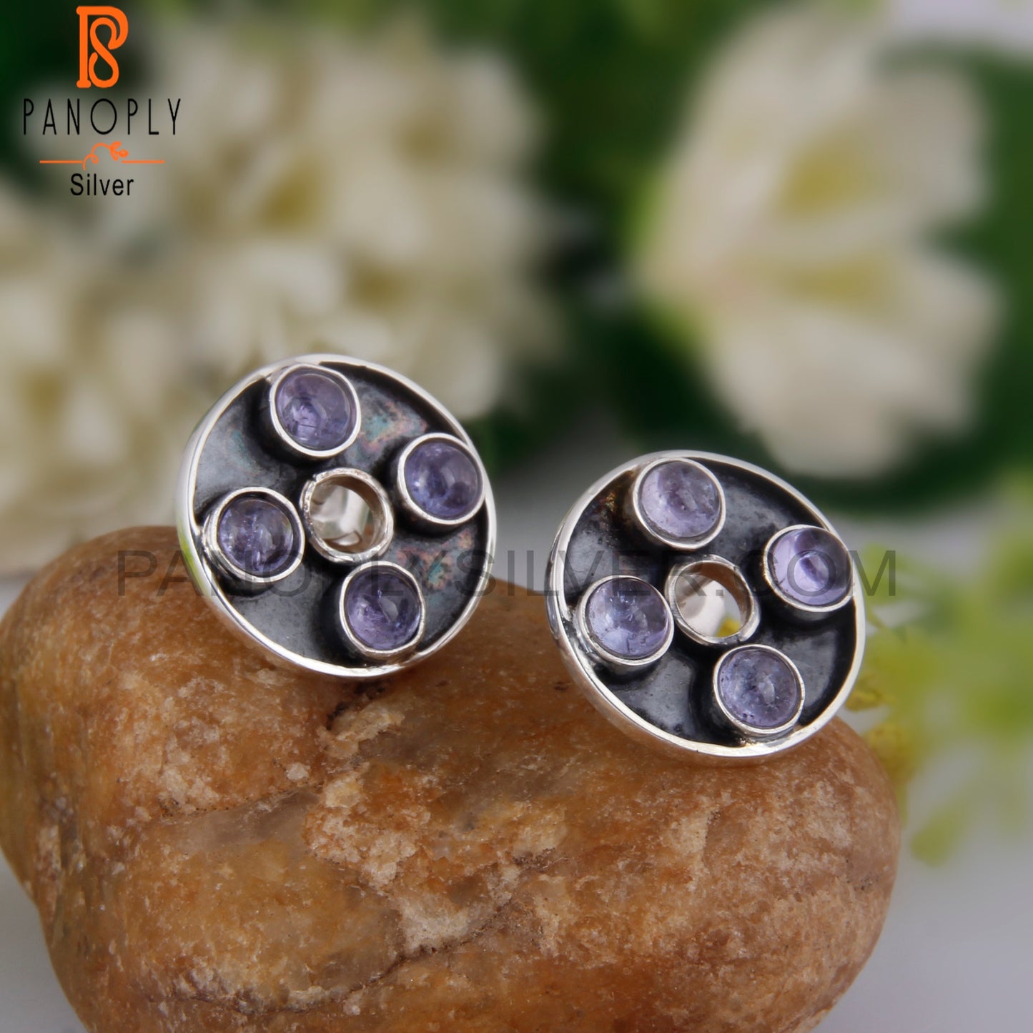 Tanzanite Round Shape 925 Sterling Silver Anniversary Earrings