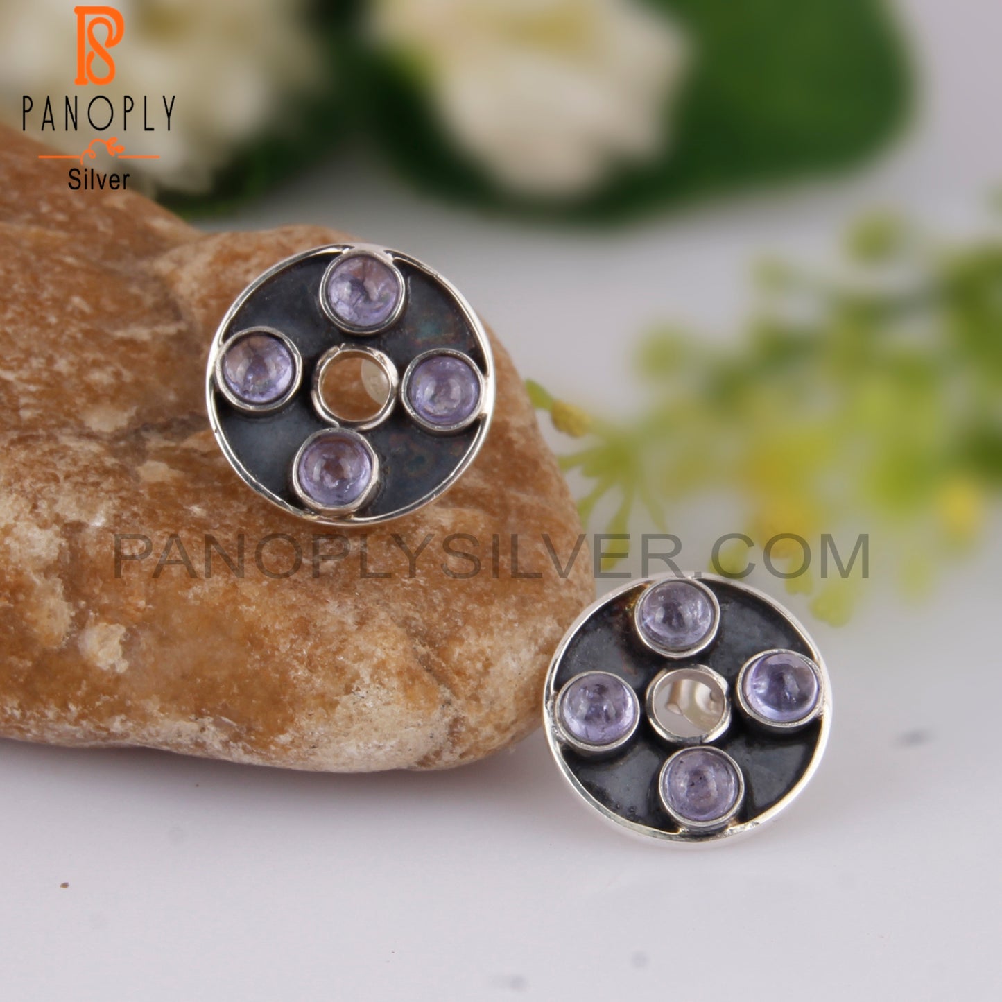 Tanzanite Round Shape 925 Sterling Silver Anniversary Earrings