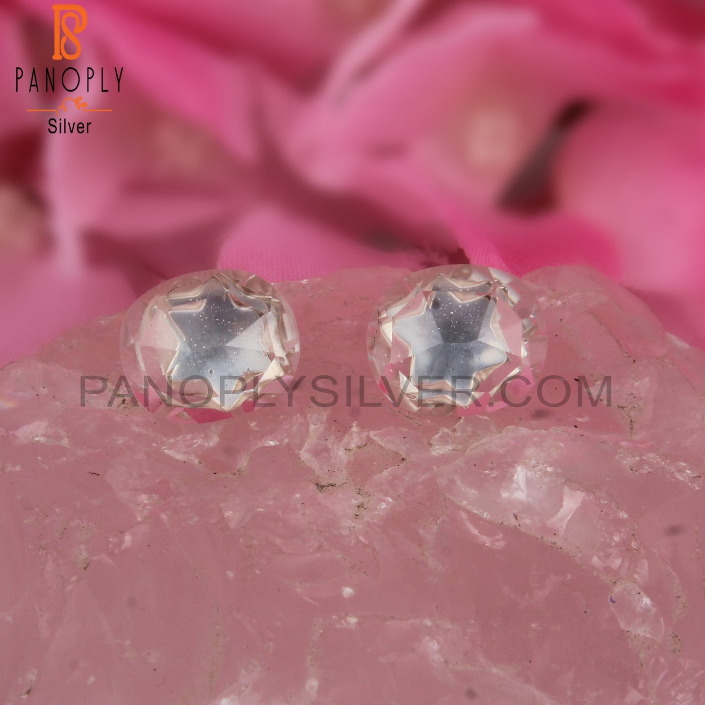 Attractive Crystal Quartz Oval Silver Earrings for Party Wear