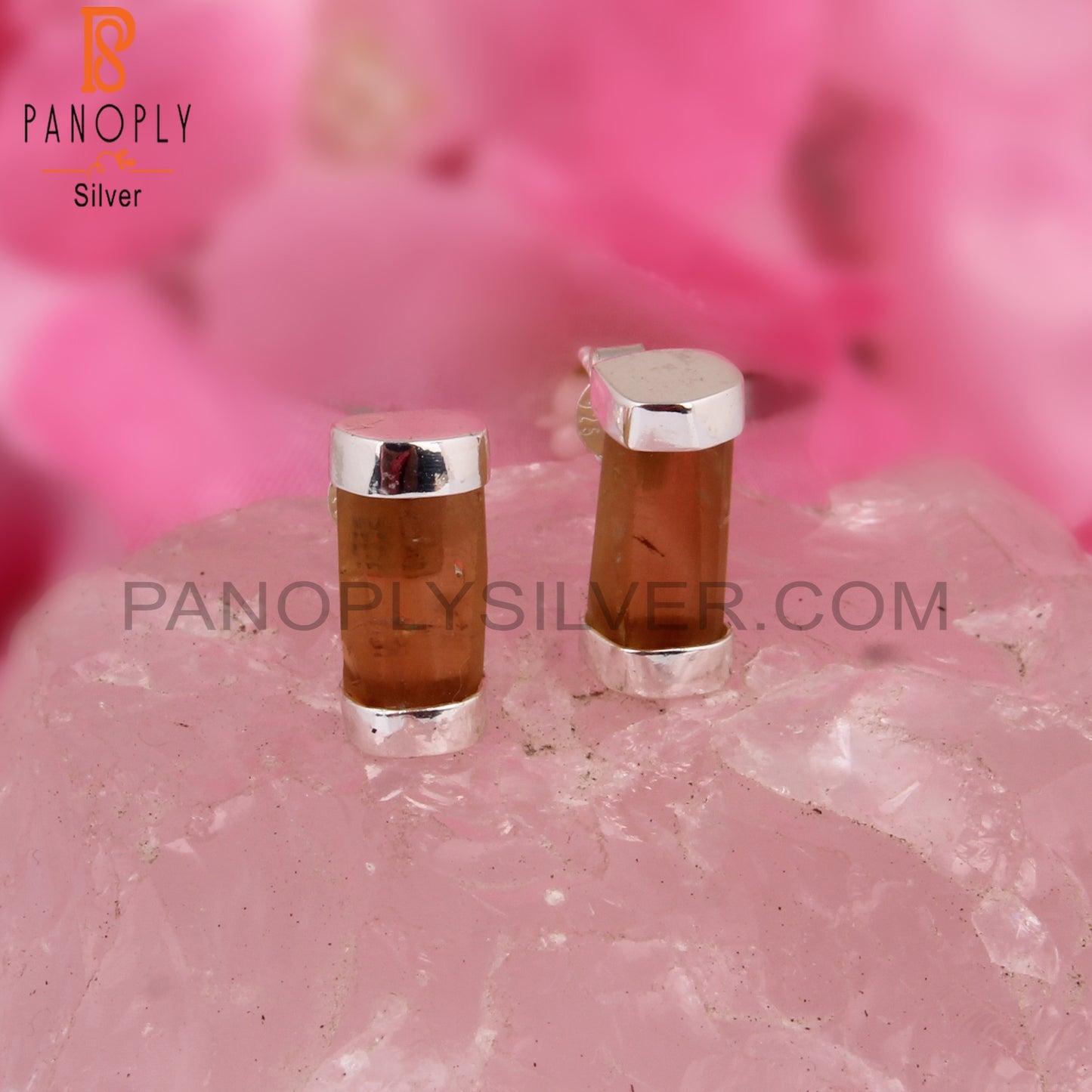 Citrine Pencil Shape 925 Sterling Silver Earrings