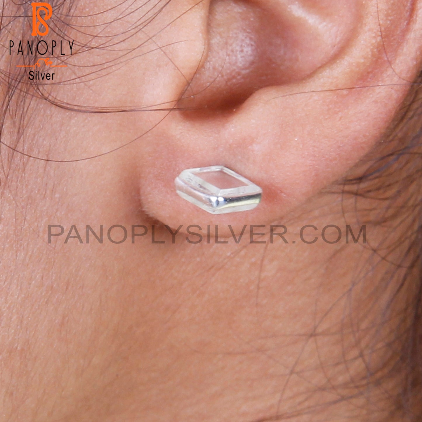 Crystal Quartz Square Shape 925 Sterling Silver Earrings
