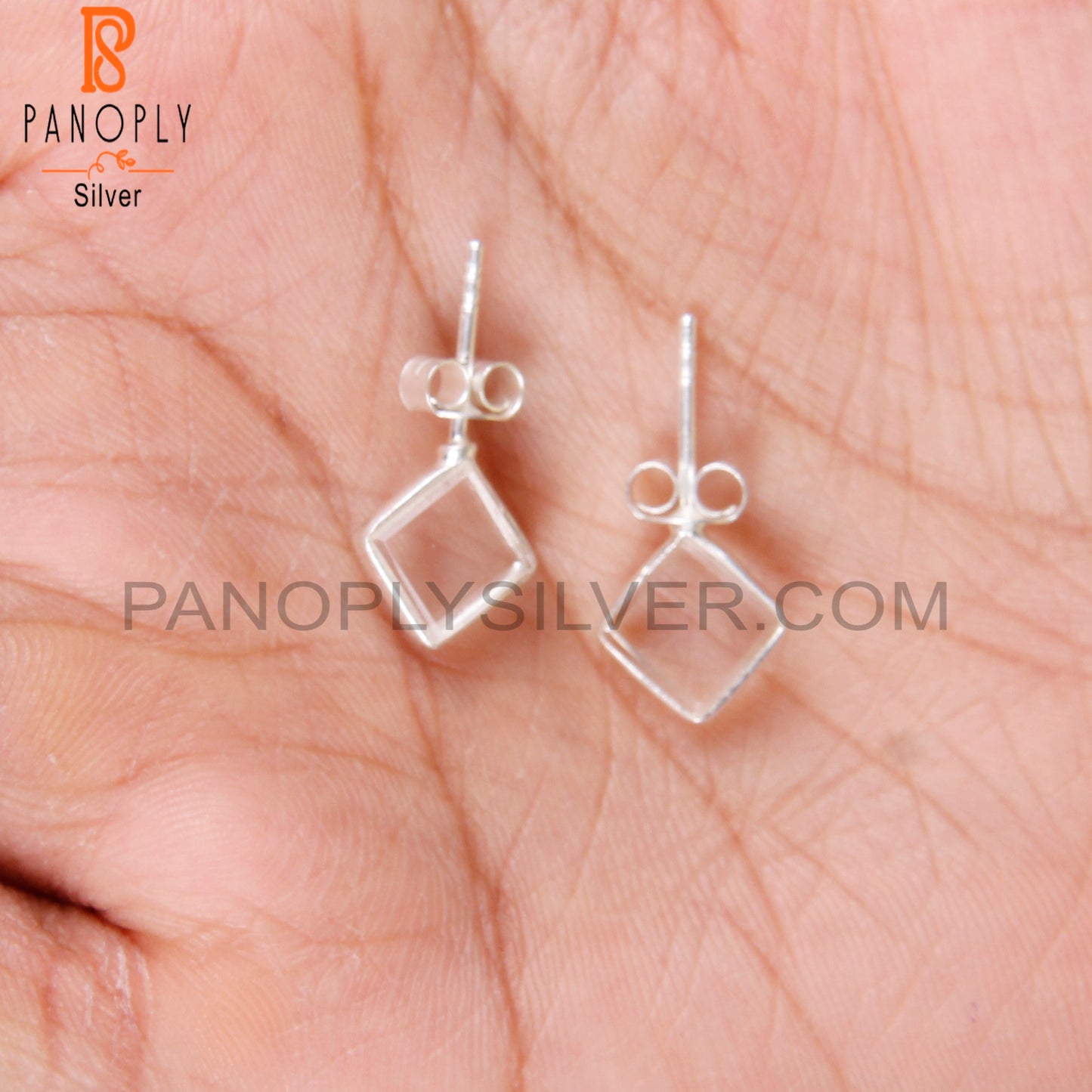 Crystal Quartz Square Shape 925 Sterling Silver Earrings