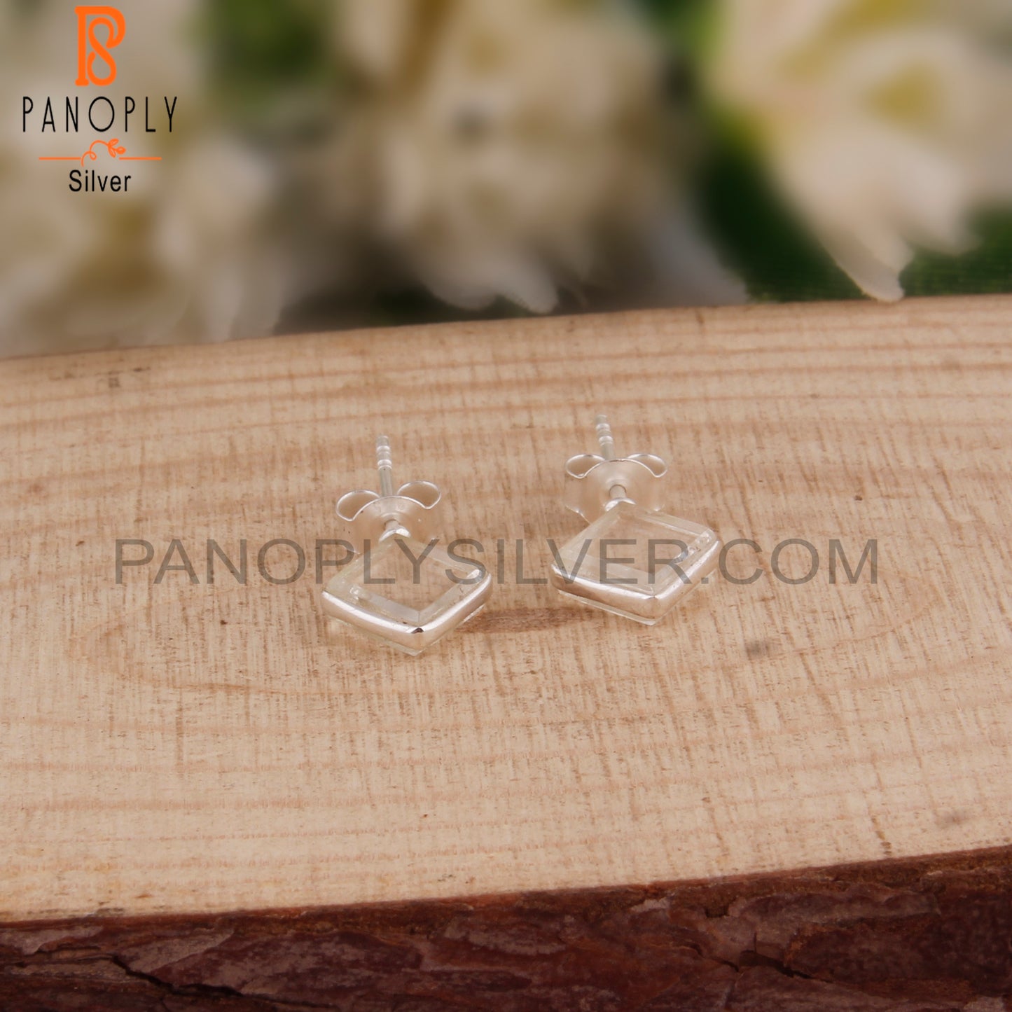 Crystal Quartz Square Shape 925 Sterling Silver Earrings