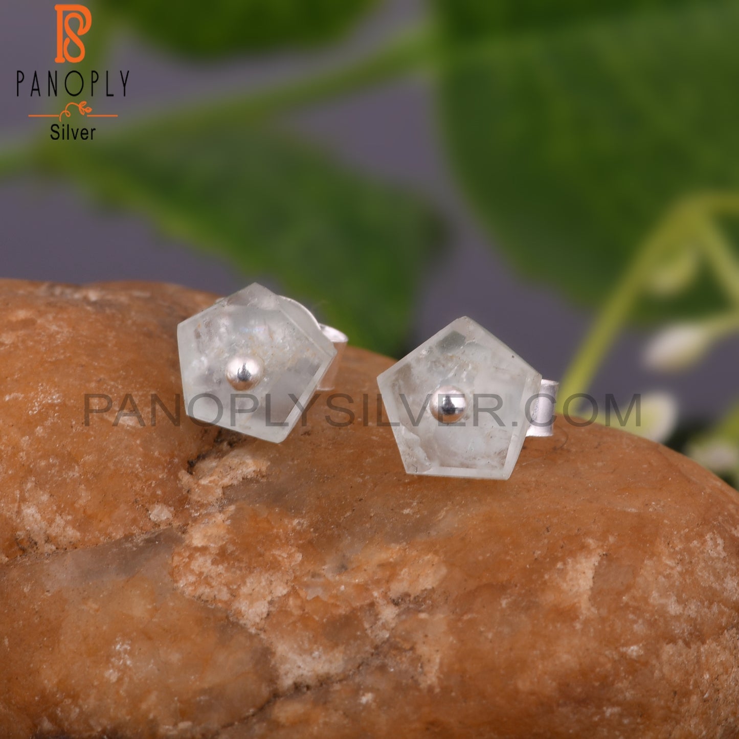 Aquamarine Hexagon Shape 925 Sterling Silver Earrings