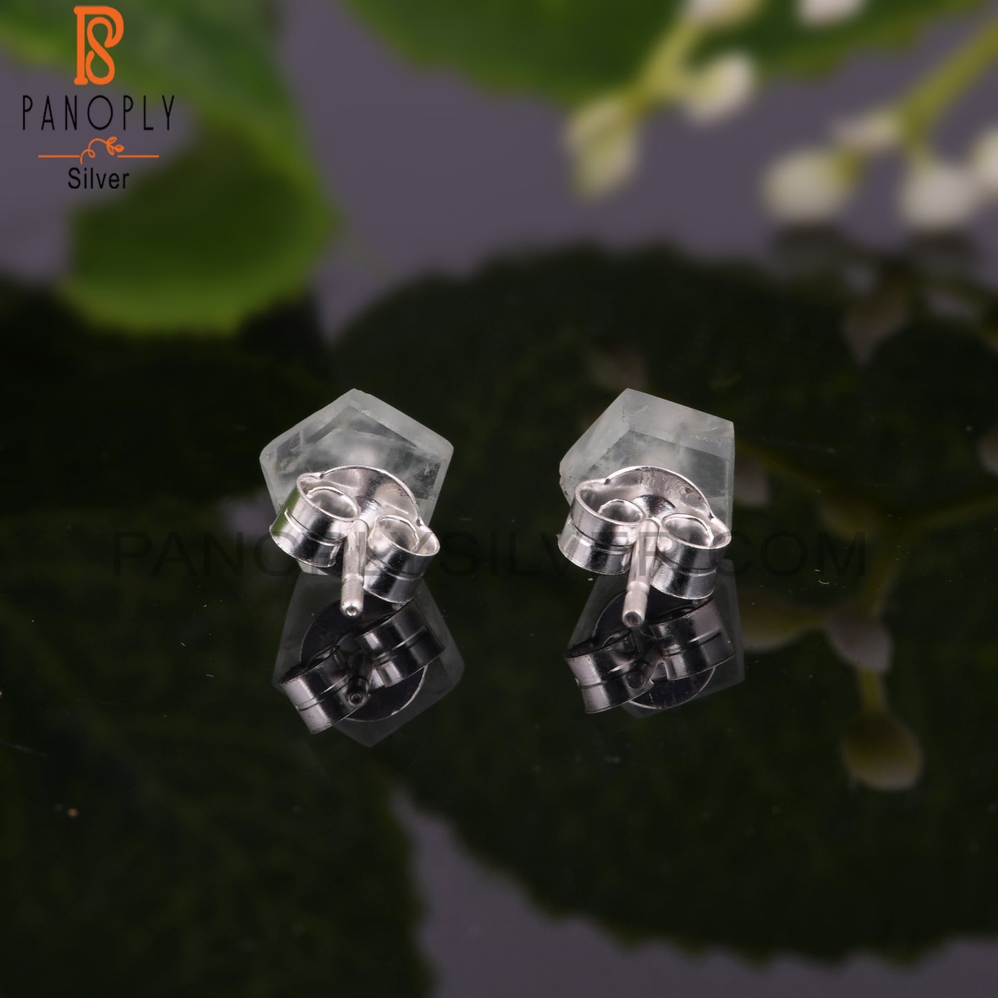 Aquamarine Hexagon Shape 925 Sterling Silver Earrings