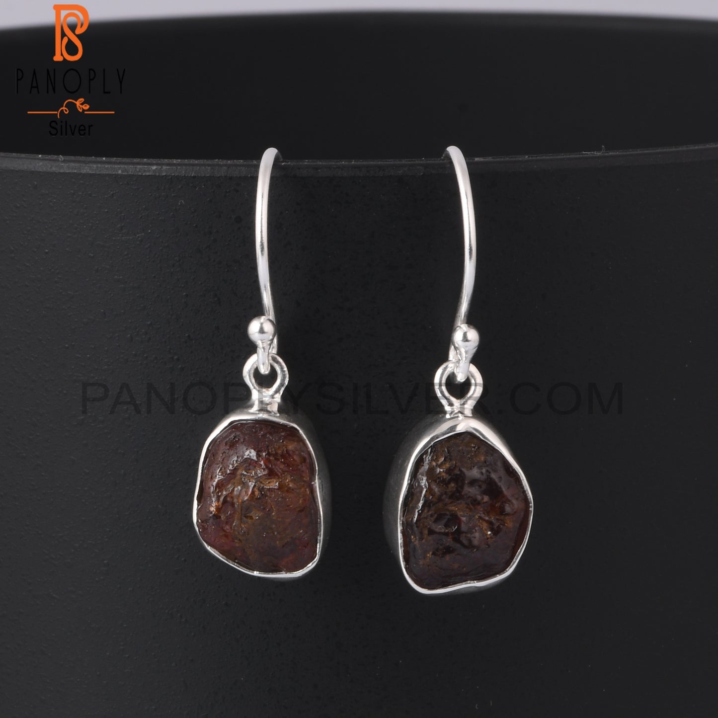Garnet Rough 925 Sterling Silver Drops Earring