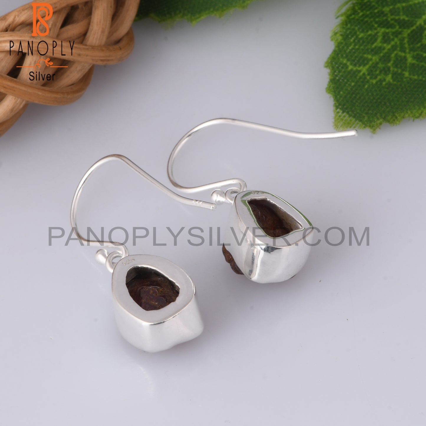 Garnet Rough 925 Sterling Silver Drops Earring