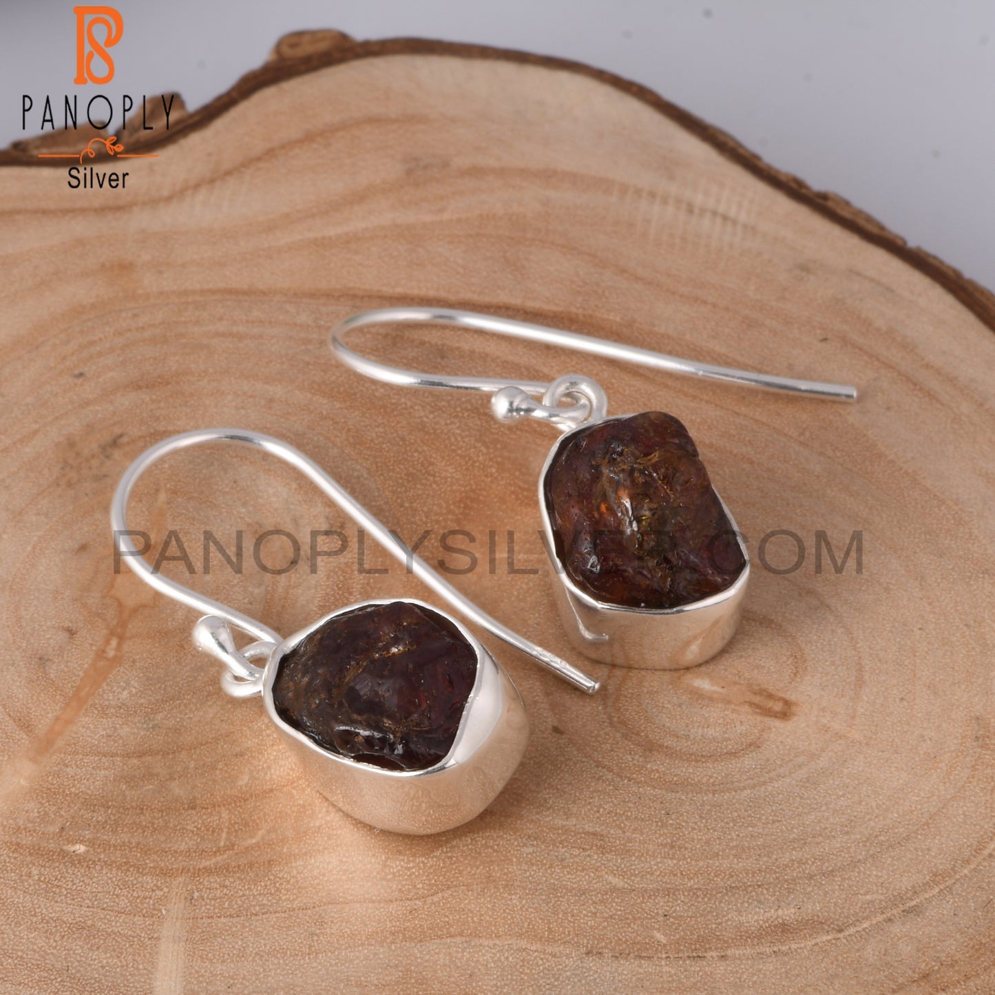 Garnet Rough 925 Sterling Silver Drops Earring