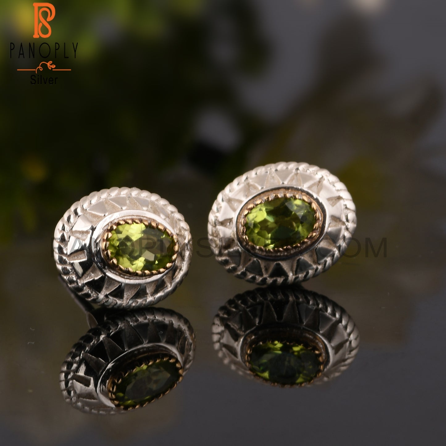 Green Peridot Oval Shape 925 Silver Engagement Earrings