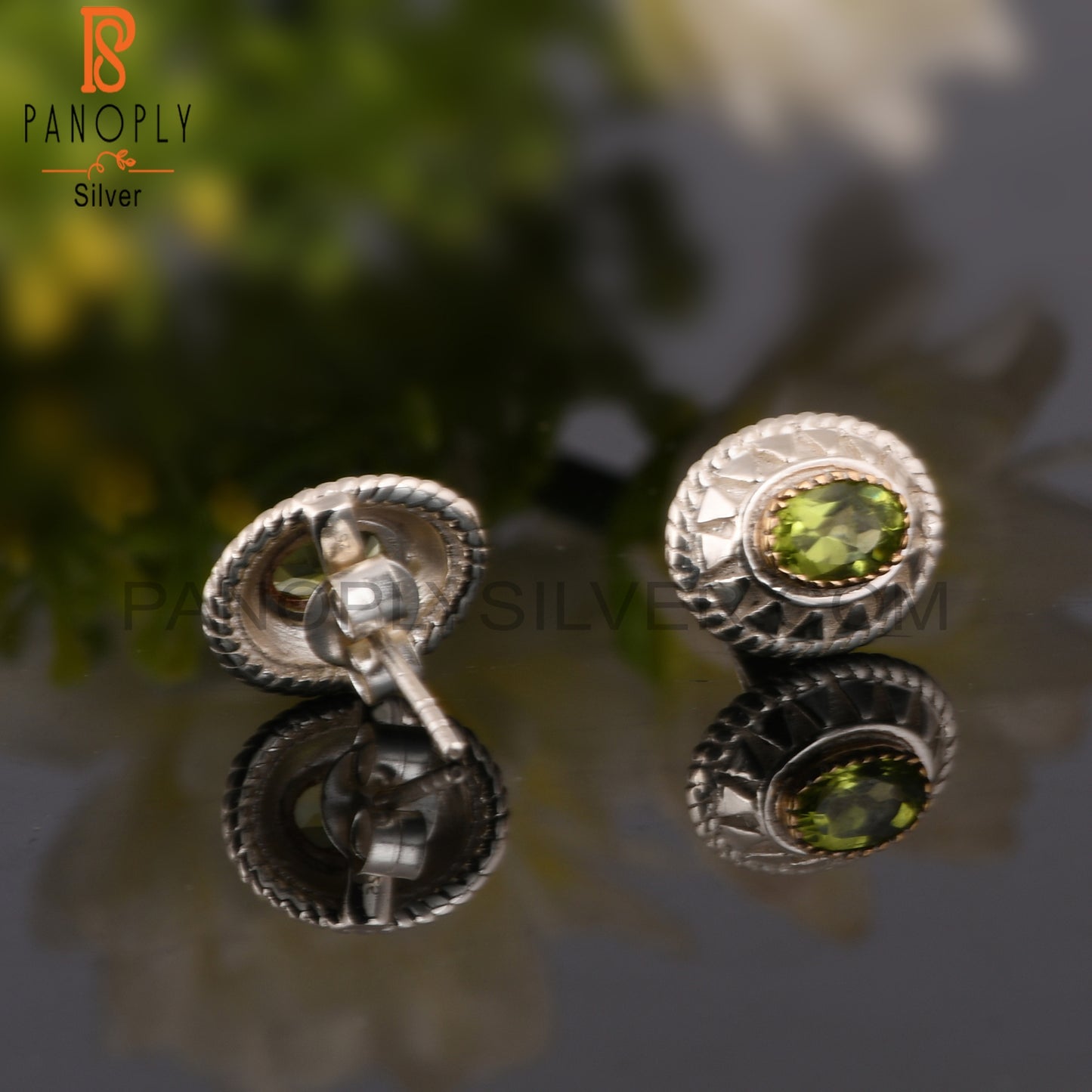 Green Peridot Oval Shape 925 Silver Engagement Earrings