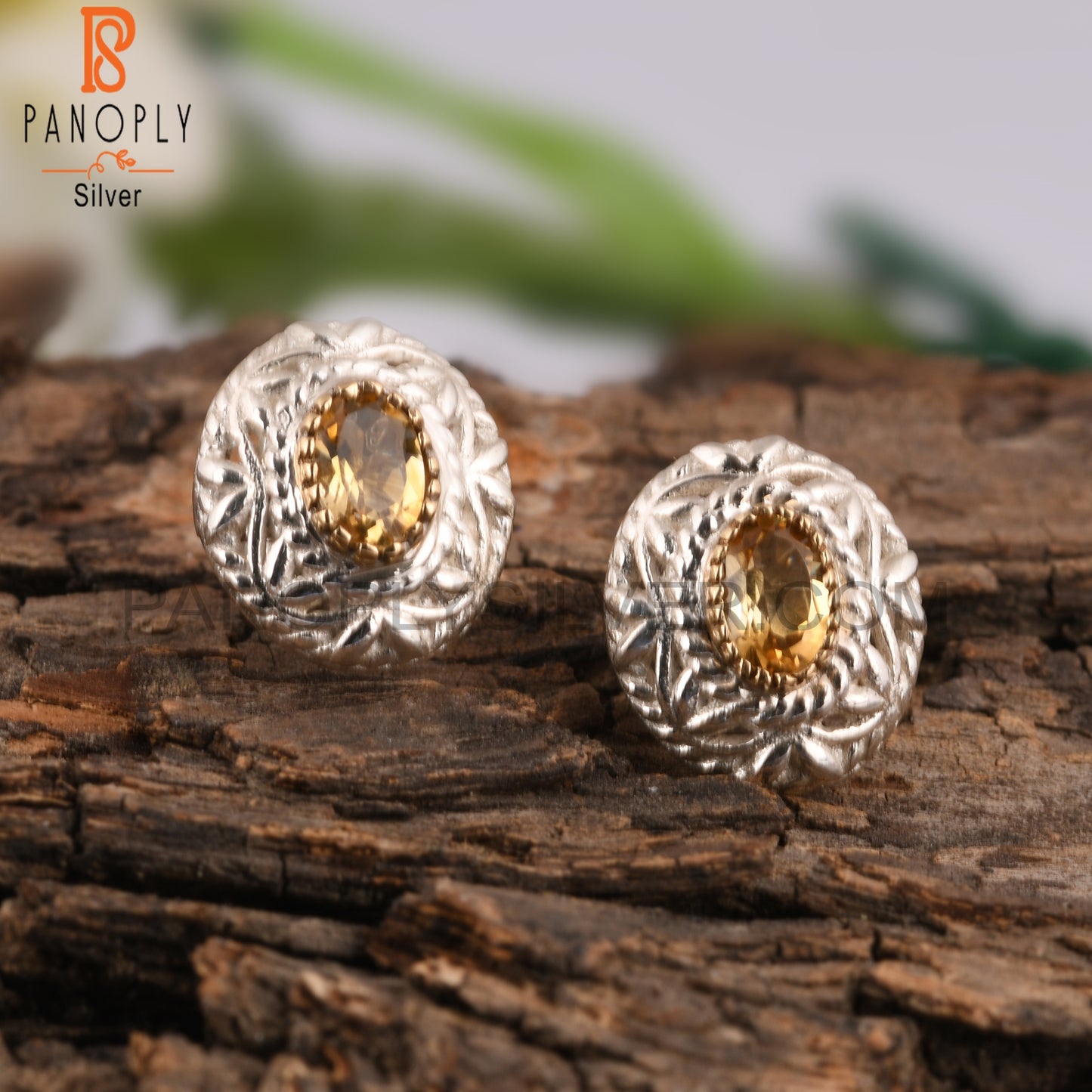 Citrine Oval Shape 925 Sterling Silver Earrings