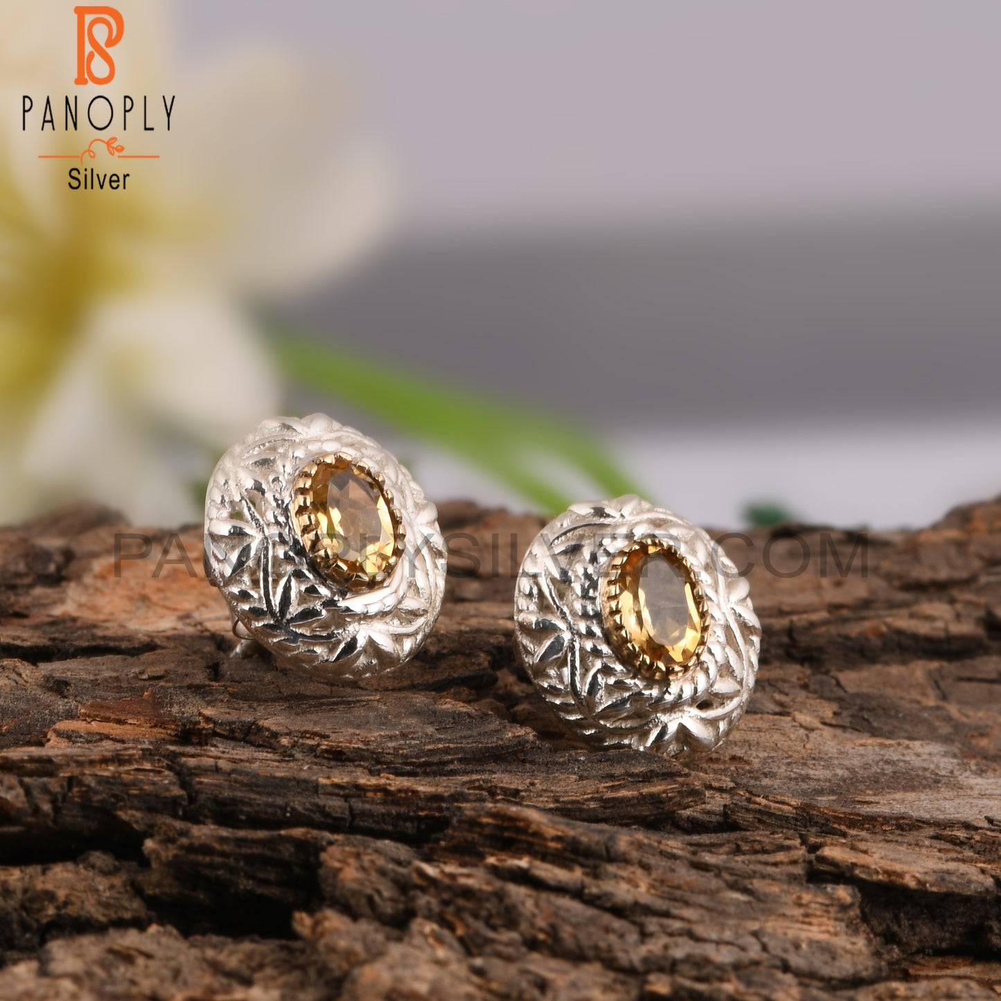 Citrine Oval Shape 925 Sterling Silver Earrings