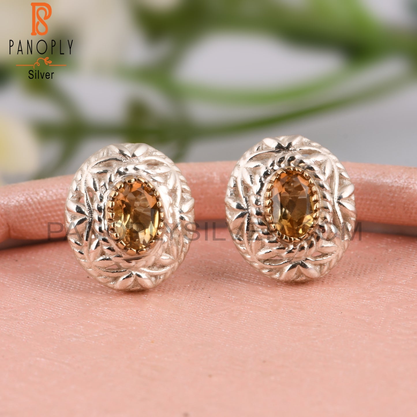 Citrine Oval Shape 925 Sterling Silver Earrings