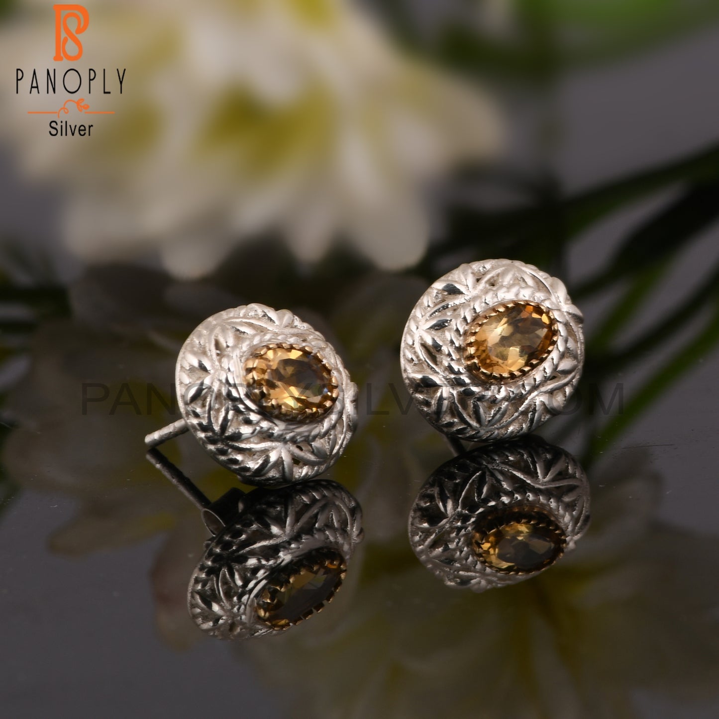 Citrine Oval Shape 925 Sterling Silver Earrings