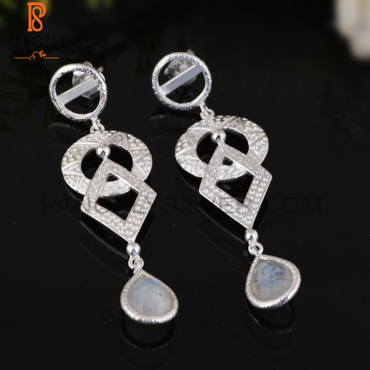 Hypoallergenic Rainbow Moonstone 925 Sterling Silver Earrings