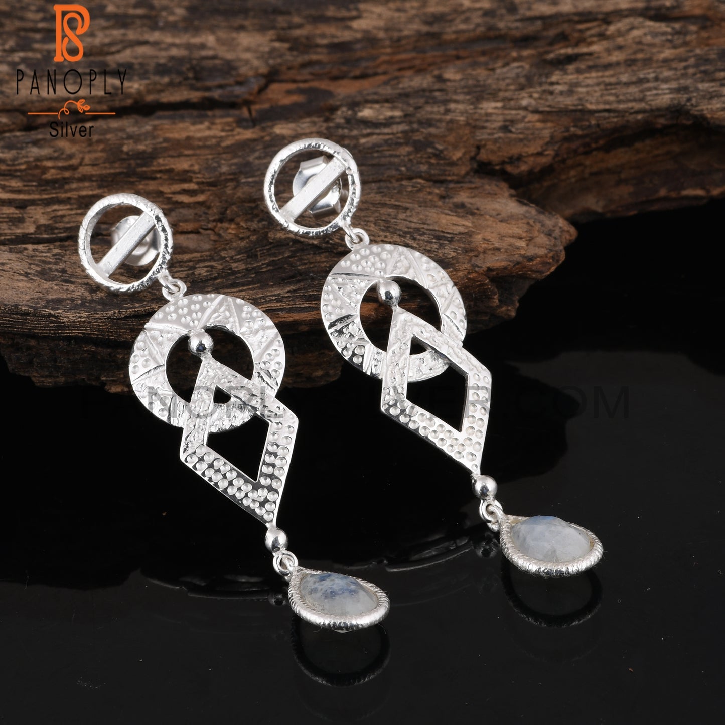 Hypoallergenic Rainbow Moonstone 925 Sterling Silver Earrings
