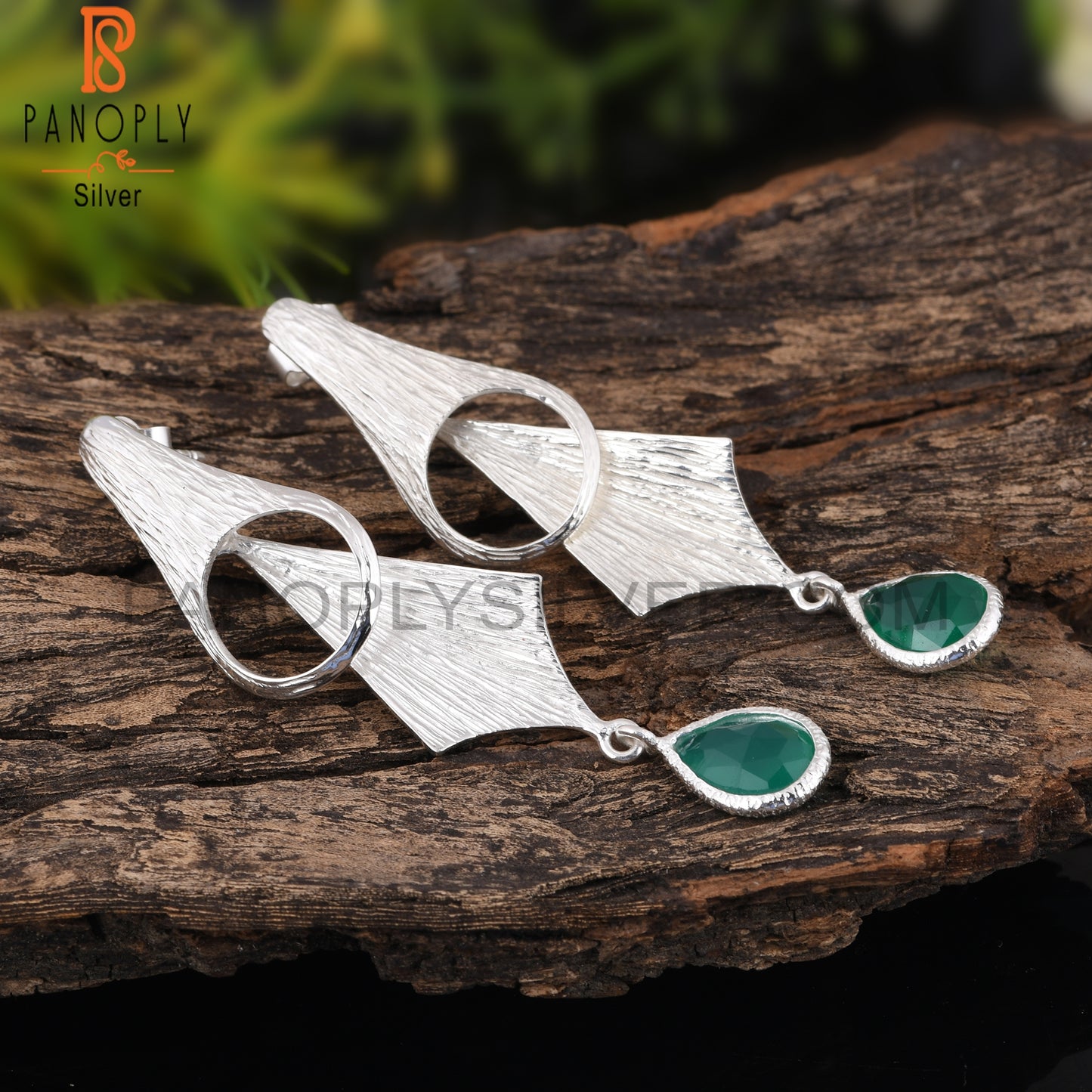 Green Onyx 925 Silver Unique Beautiful Statement Earrings