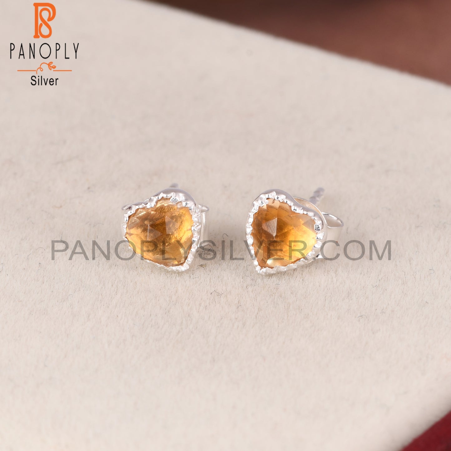 Citrine Heart 925 Sterling Silver Earrings