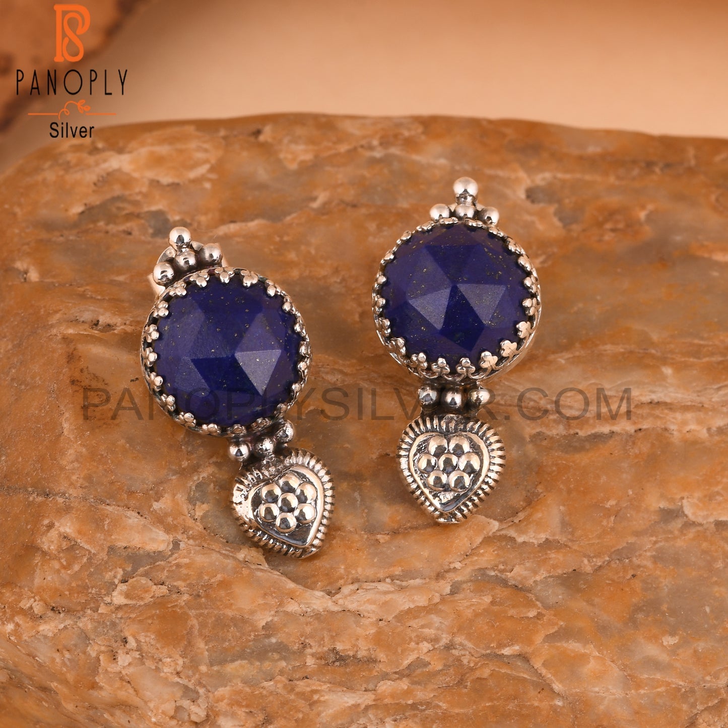 Lapis Lazuli Round 925 Sterling Silver Earrings