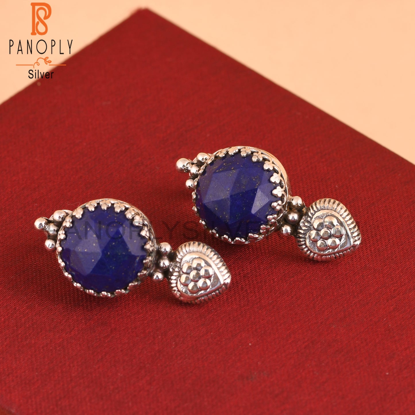Lapis Lazuli Round 925 Sterling Silver Earrings