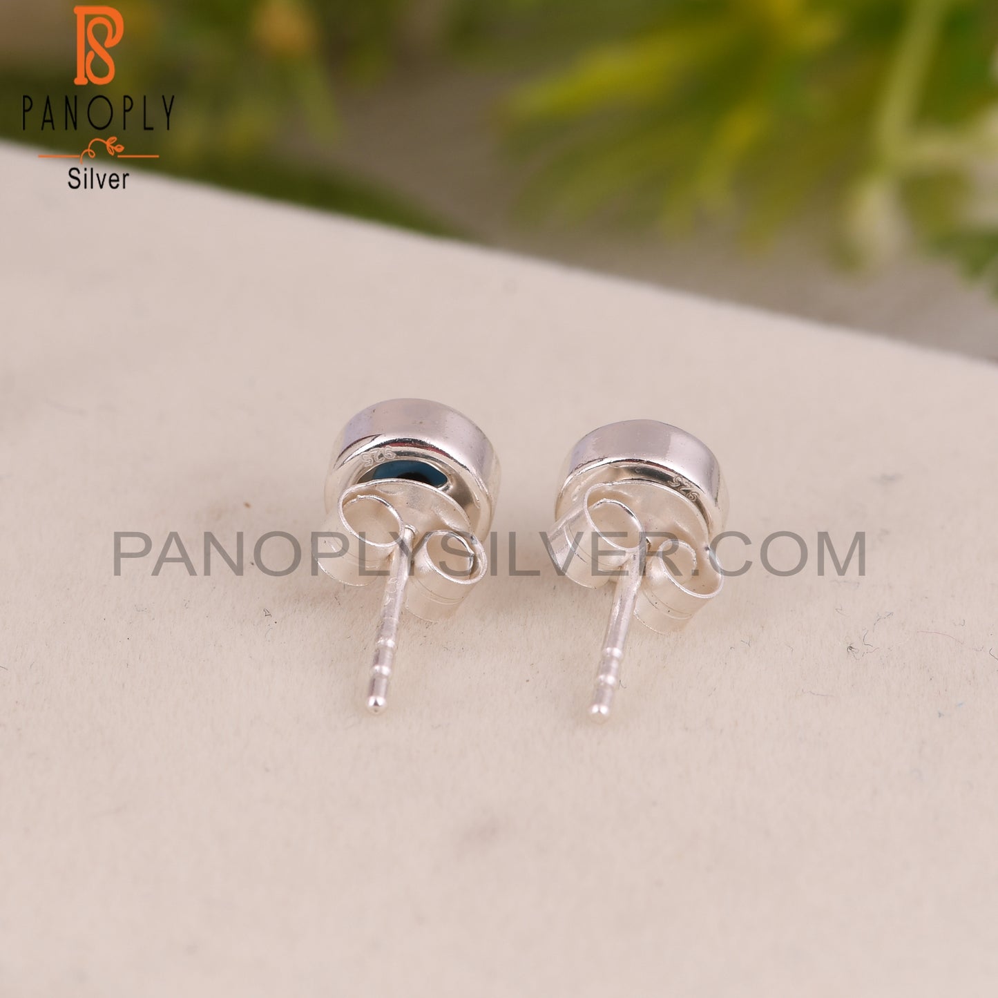 Mother of Pearl Evil Eye 925 Sterling Silver Earrings Studs