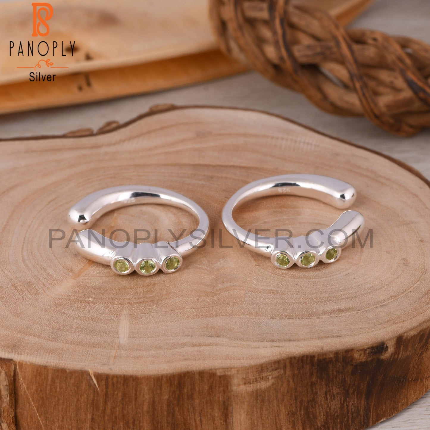 Peridot Round 925 Sterling Silver Earrings