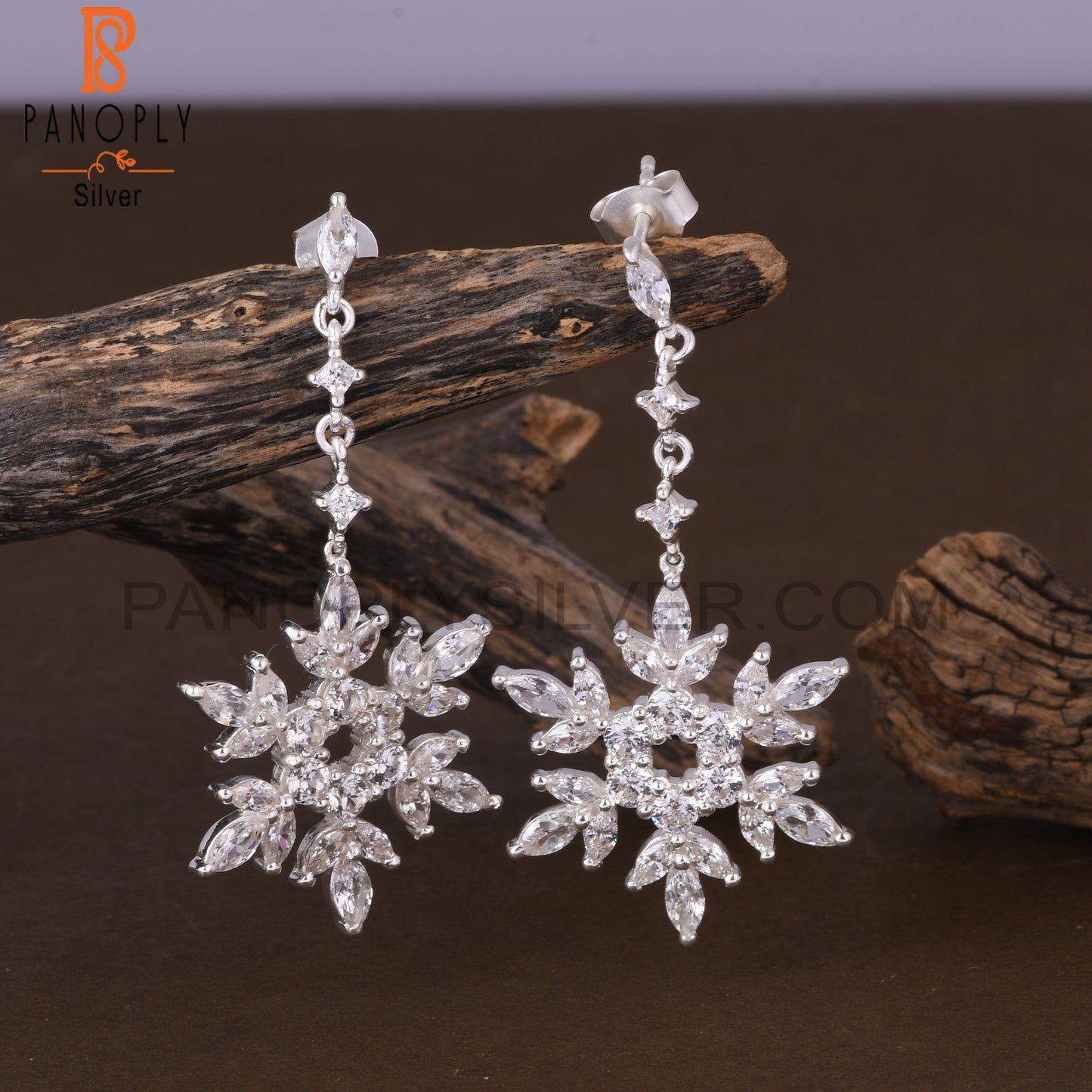 Cubic Zirconia 925 Sterling Silver Snow Earrings