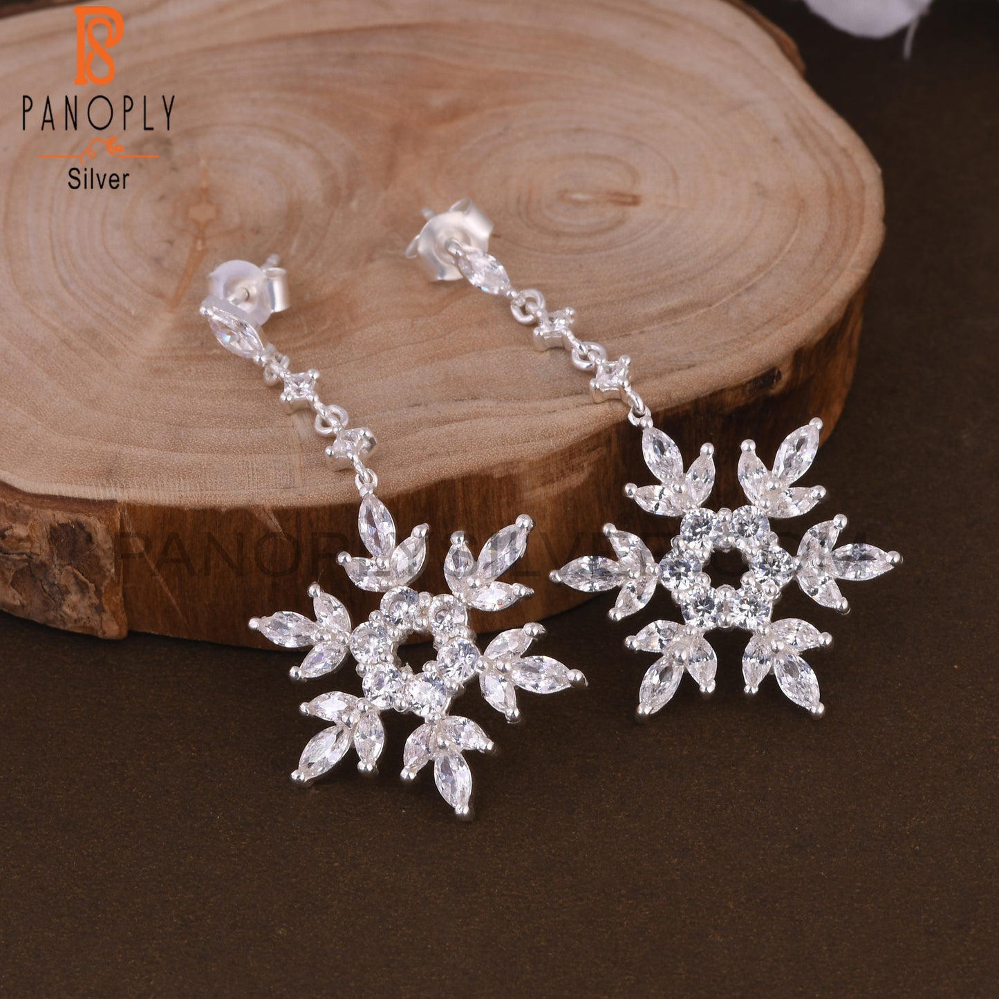 Cubic Zirconia 925 Sterling Silver Snow Earrings