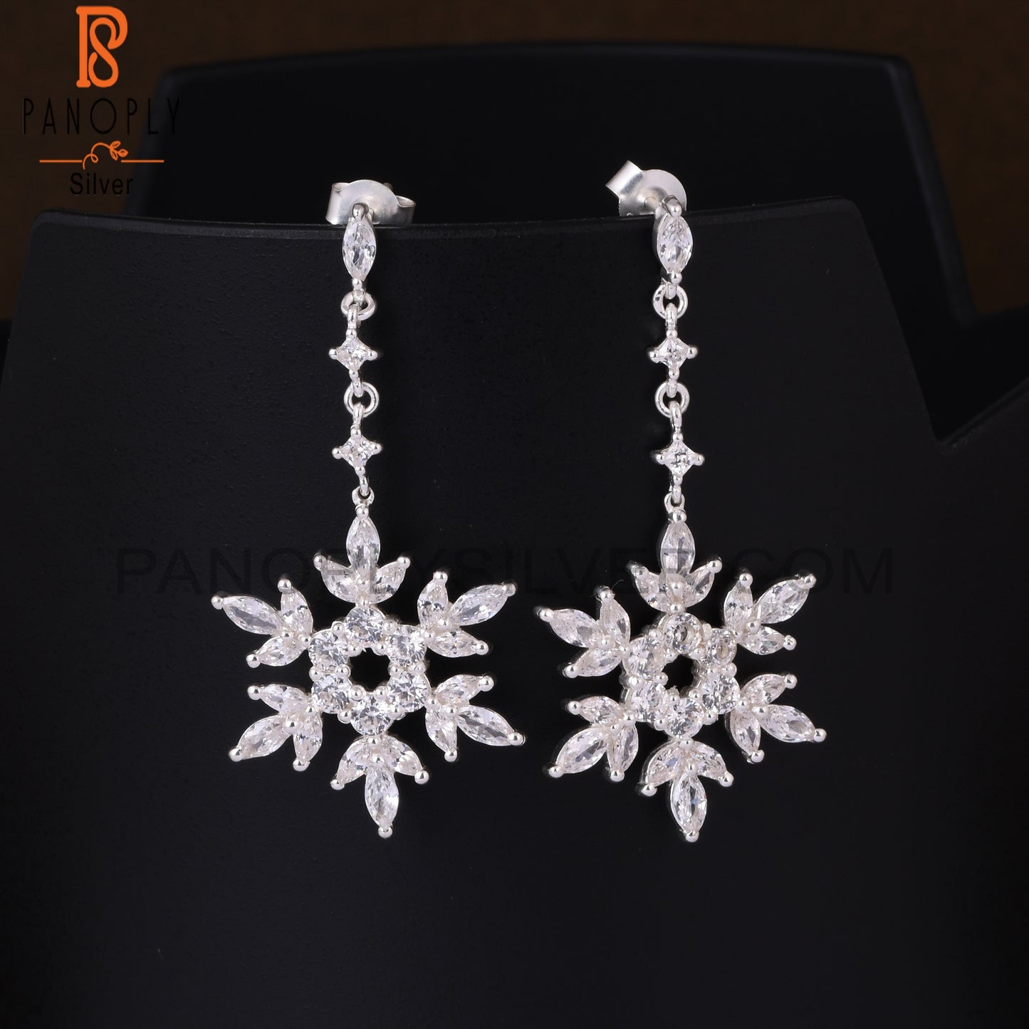 Cubic Zirconia 925 Sterling Silver Snow Earrings