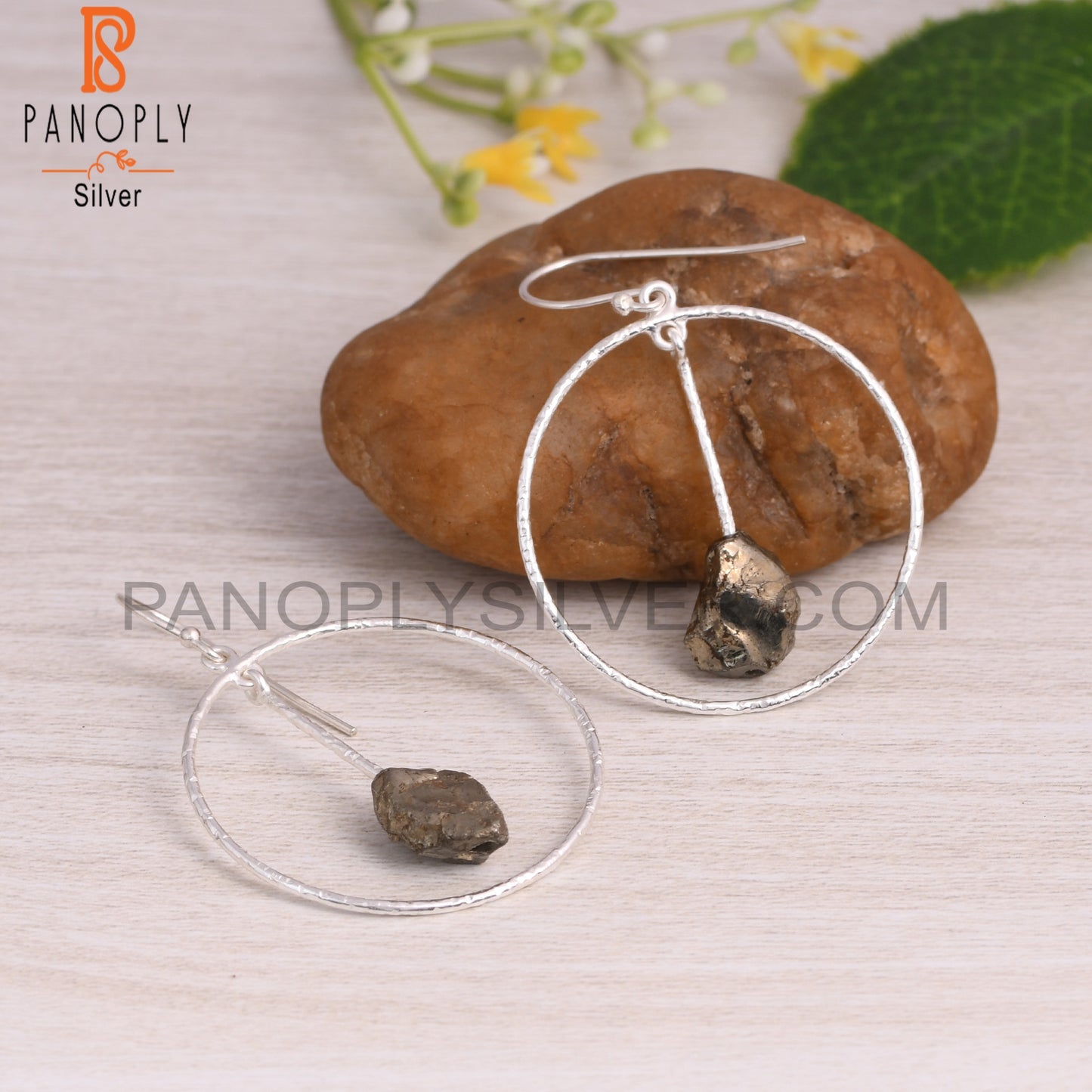 Pretty Pyrite Rough 925 Sterling Silver Dangle Earrings