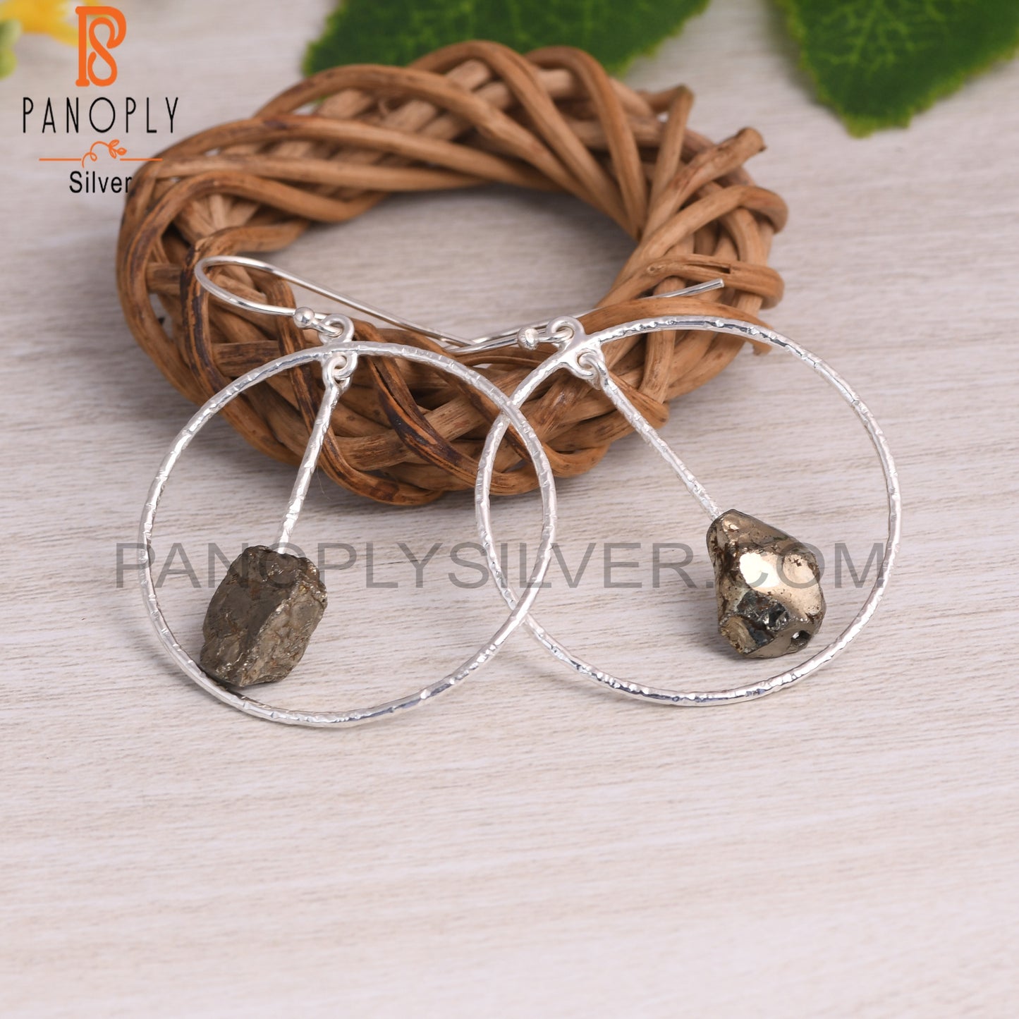 Pretty Pyrite Rough 925 Sterling Silver Dangle Earrings