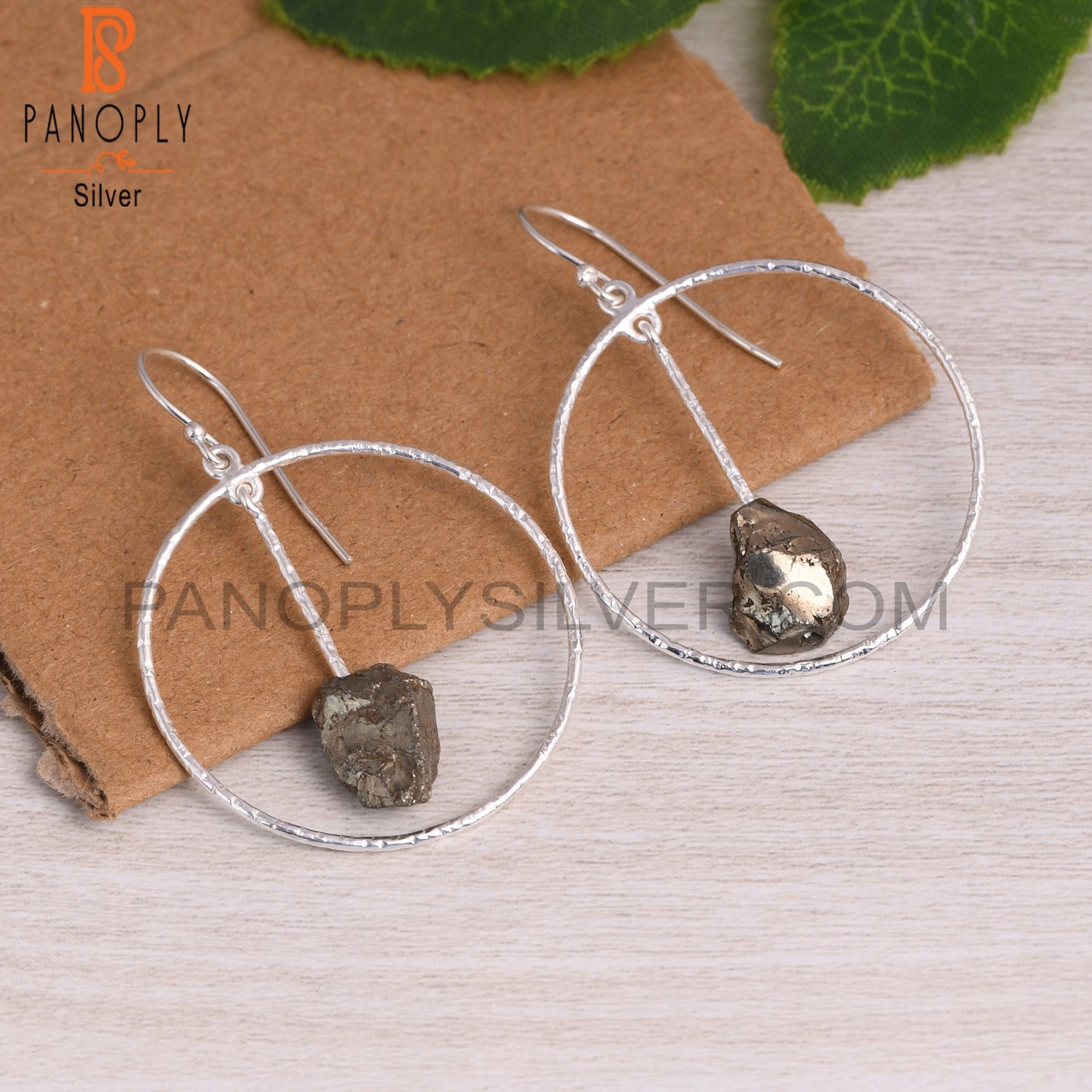 Pretty Pyrite Rough 925 Sterling Silver Dangle Earrings