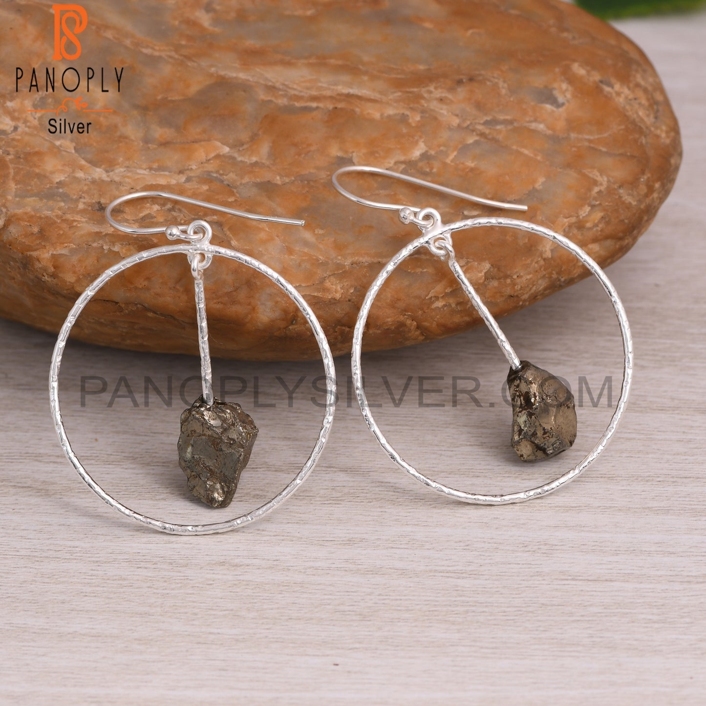 Pretty Pyrite Rough 925 Sterling Silver Dangle Earrings