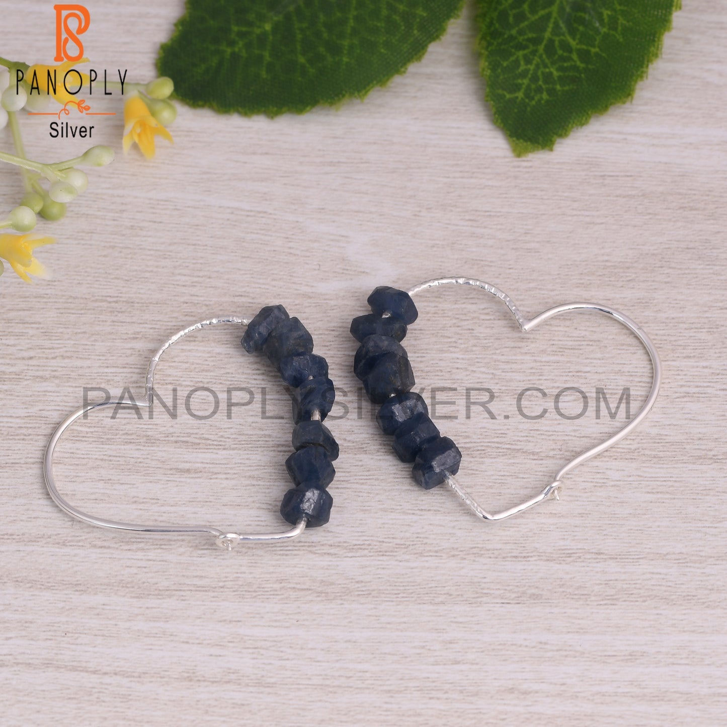 Blue Sapphire Rough 925 Sterling Silver Earrings