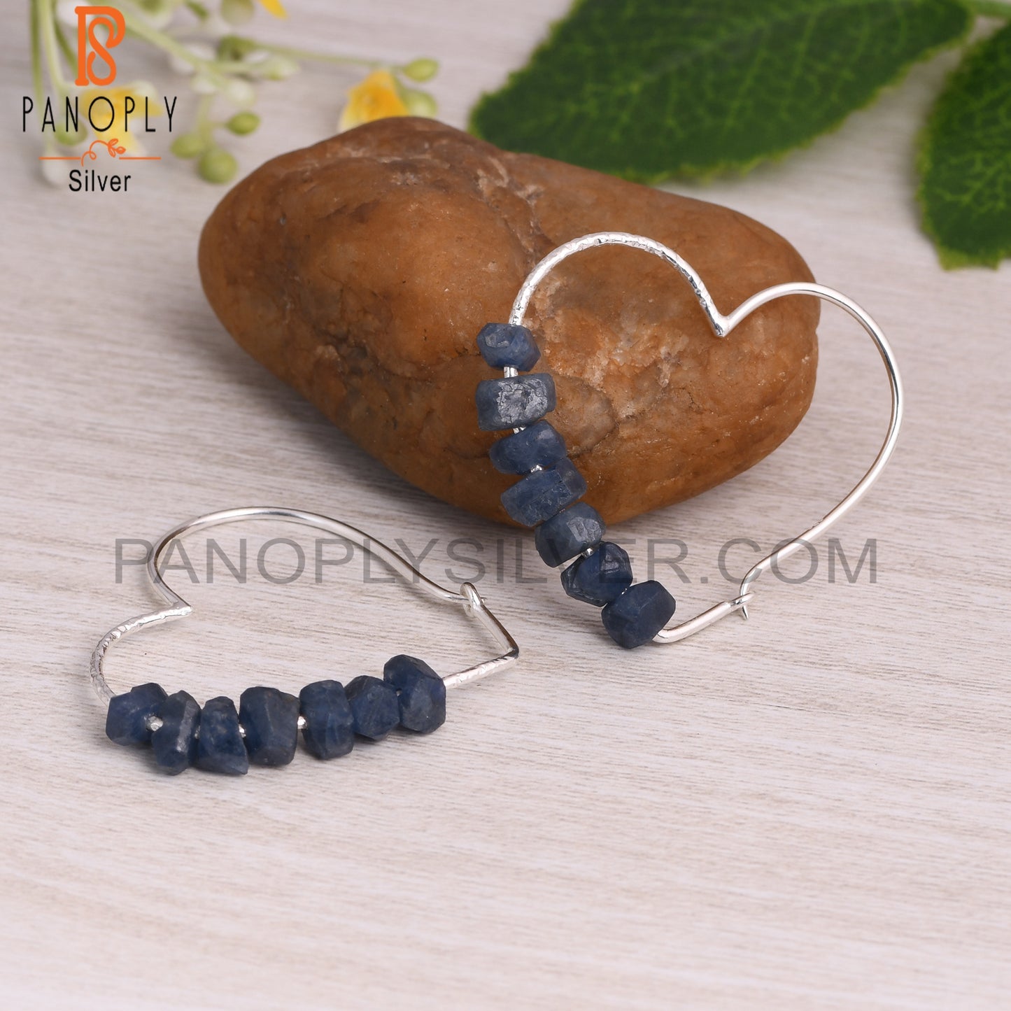 Blue Sapphire Rough 925 Sterling Silver Earrings