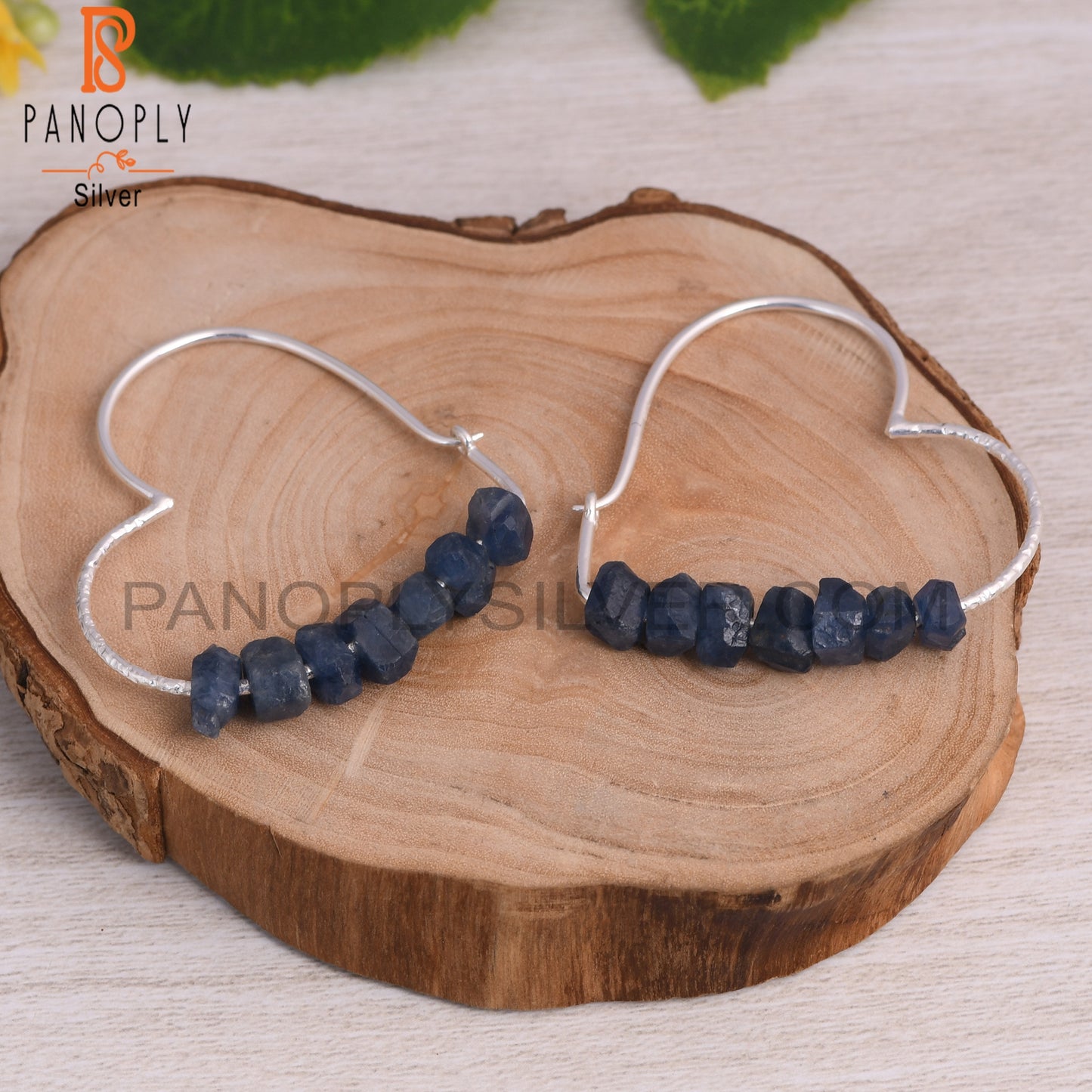 Blue Sapphire Rough 925 Sterling Silver Earrings