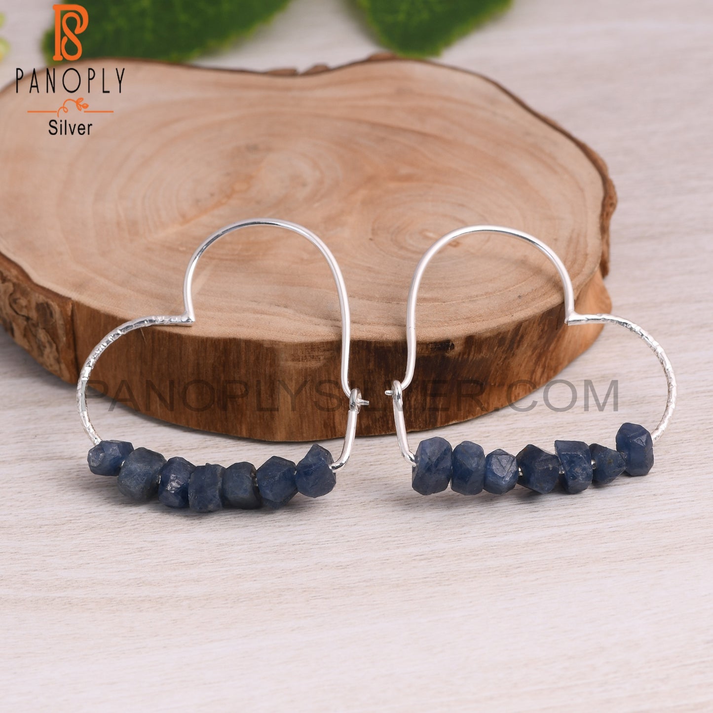 Blue Sapphire Rough 925 Sterling Silver Earrings